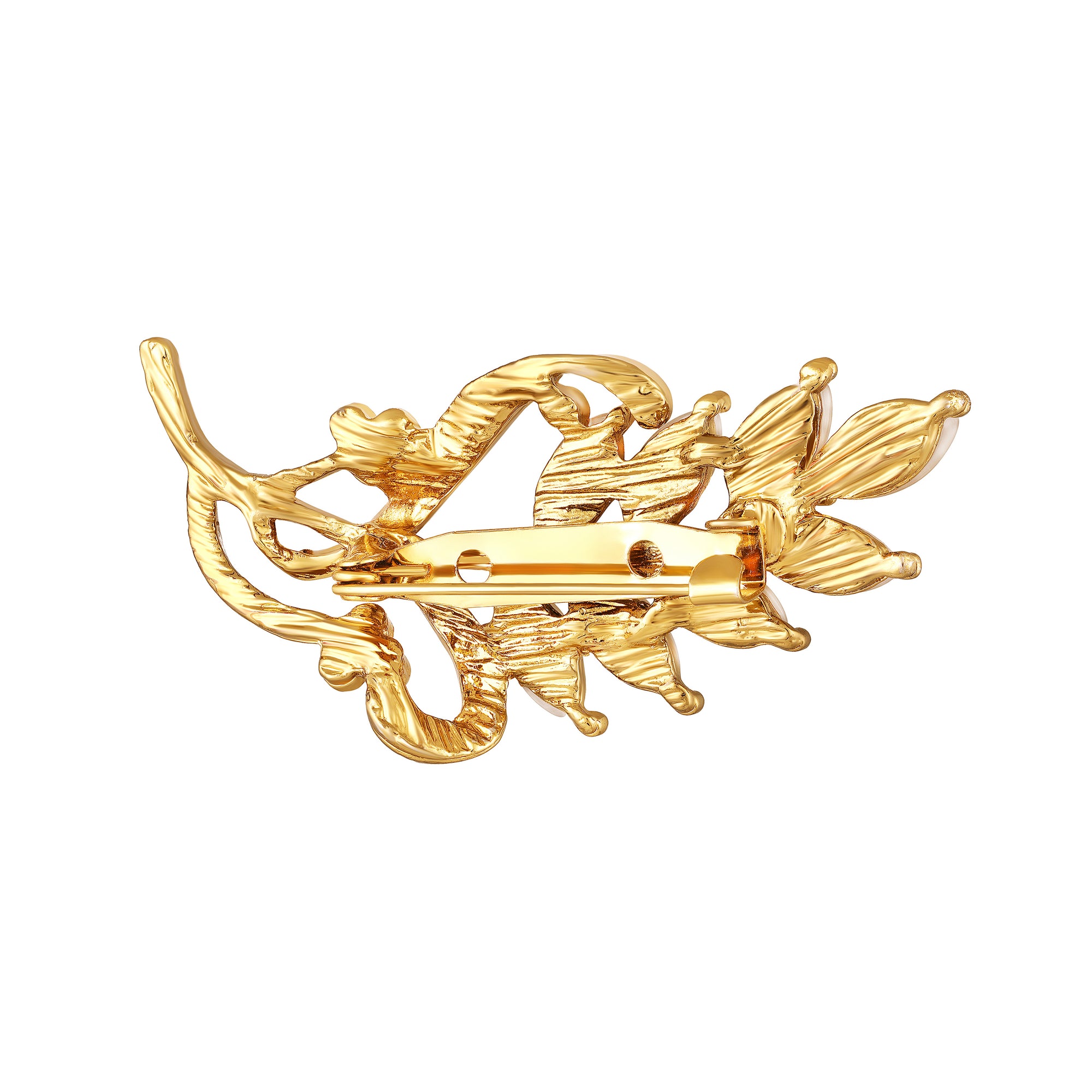Studded Leaf Shaped Brooch