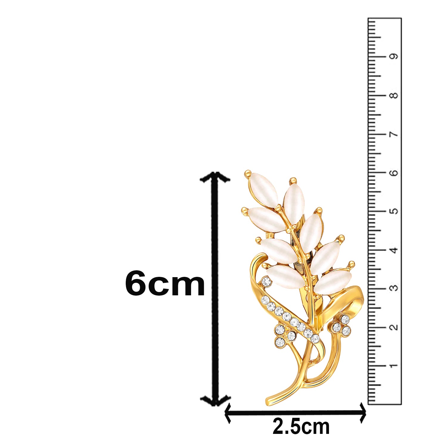 Studded Leaf Shaped Brooch