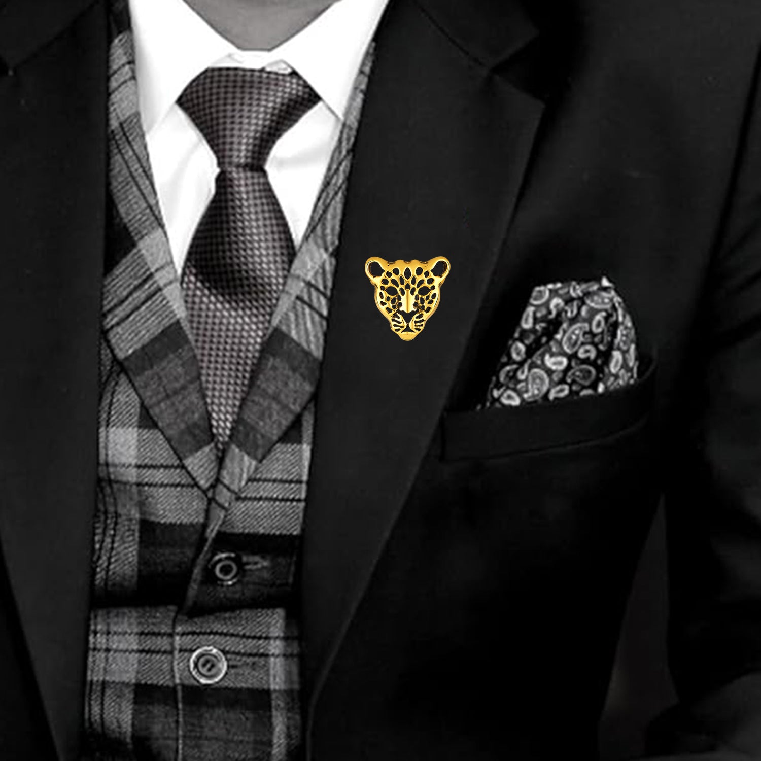 Lion-Face-Shaped Brooch / Lapel / Collar Pin