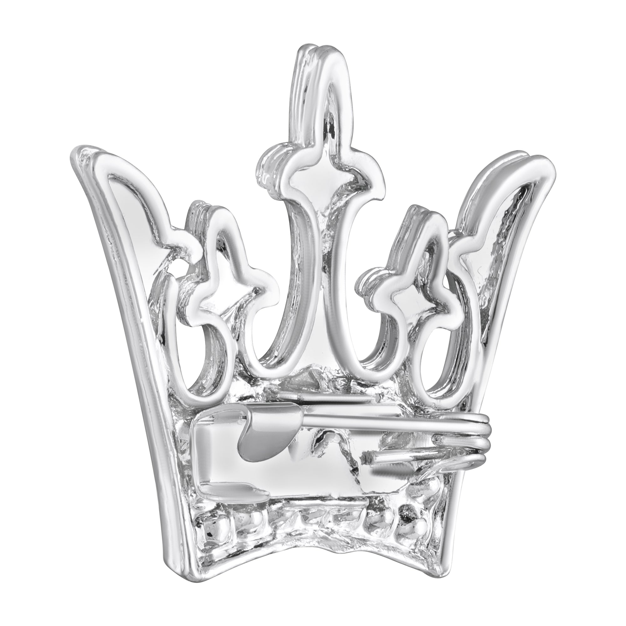 Regal Crown Brooch with Studded Red Crystals