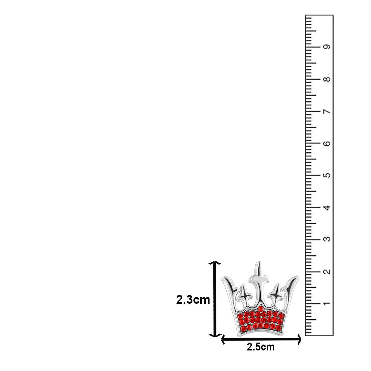 Regal Crown Brooch with Studded Red Crystals