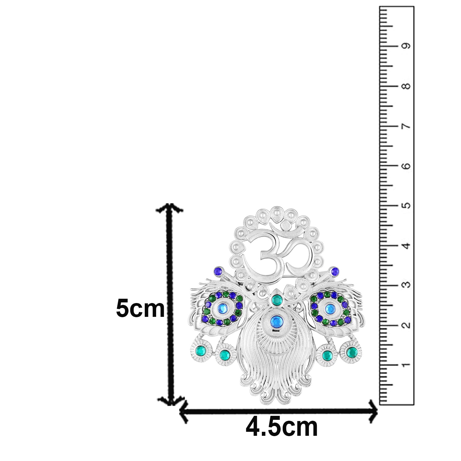 Om & Peacock-Feather-Themed Colurful Brooch