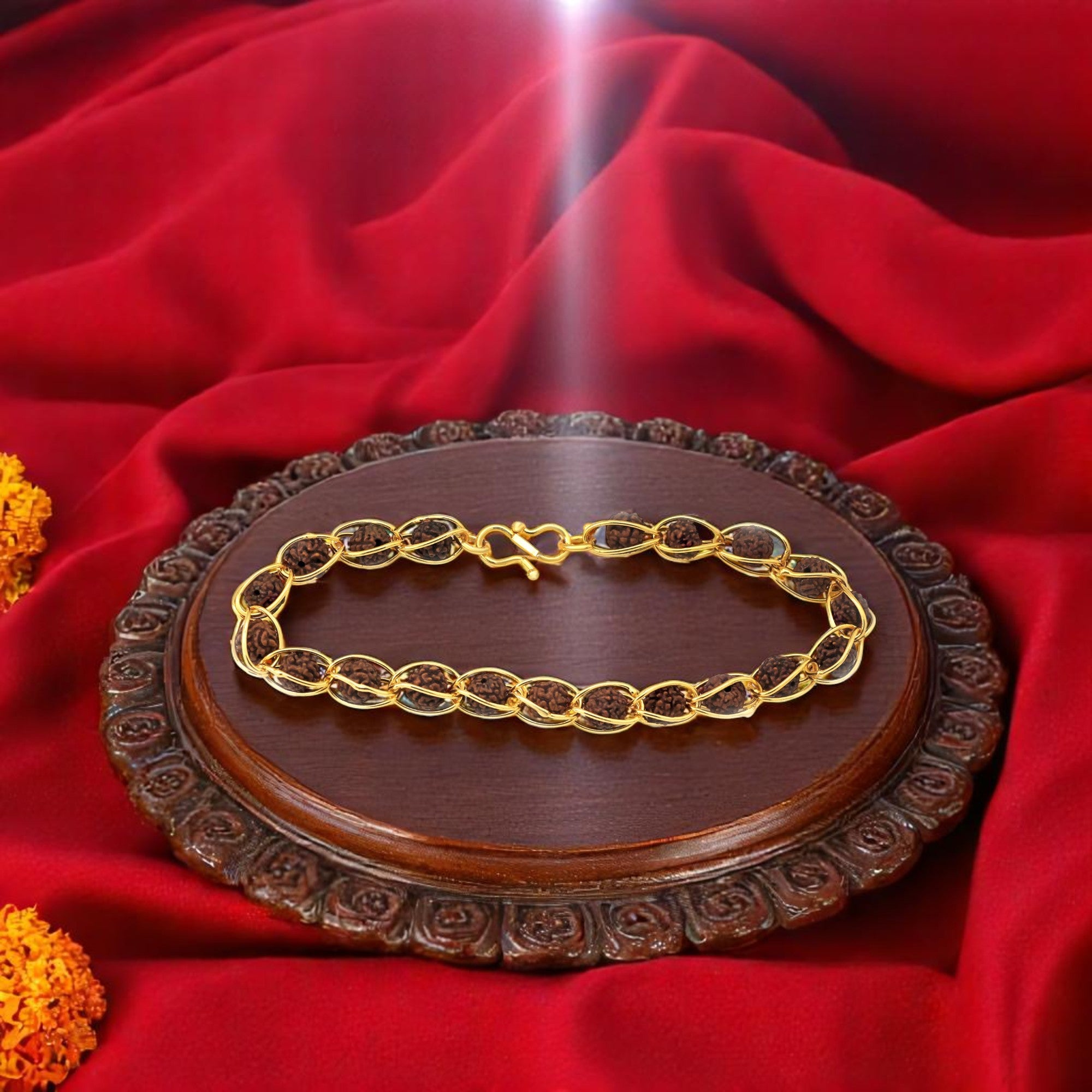 Gold Plated Rudraksha Religious Bracelet