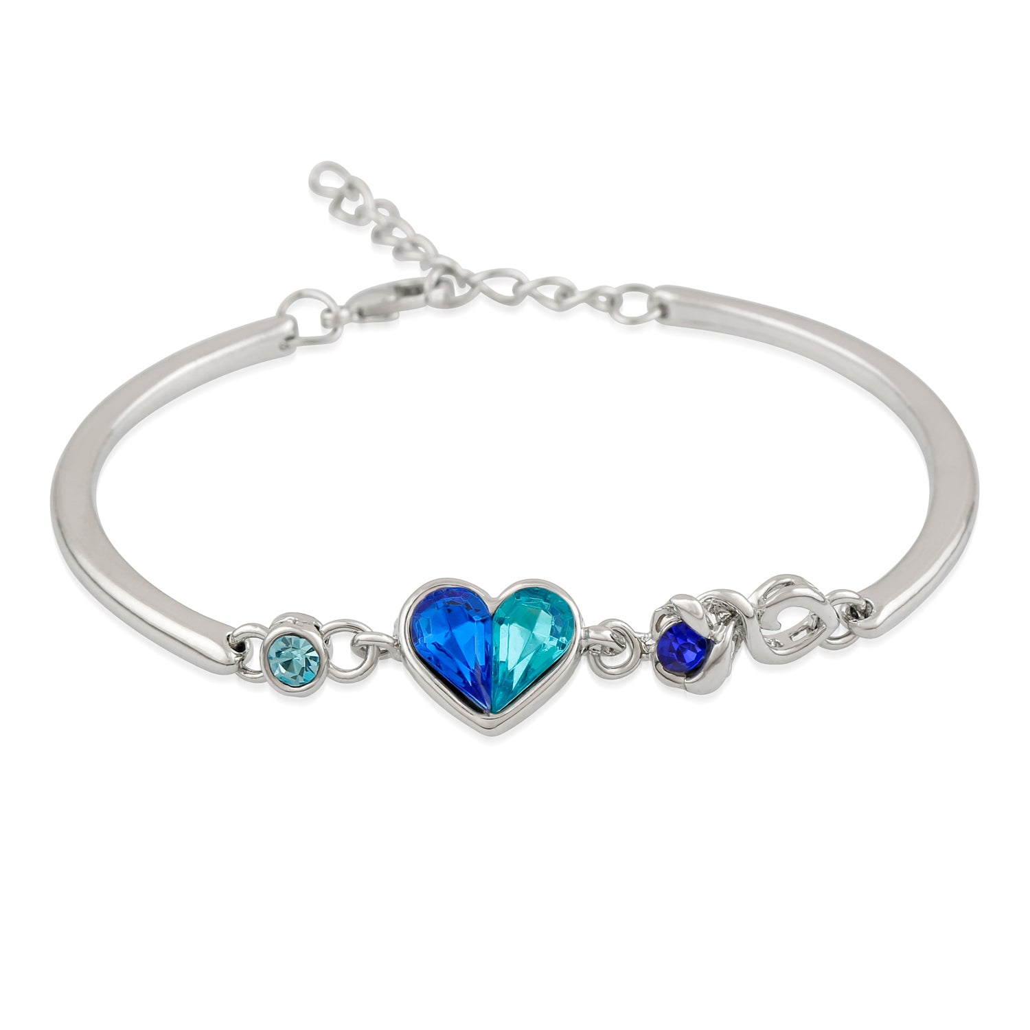 Dual Tone Crystal Adjustable Heart Bracelet