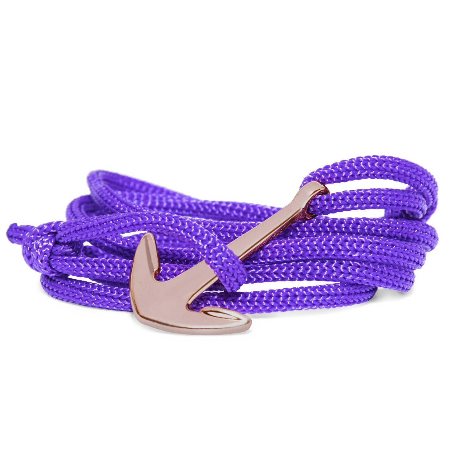 Anchor In Loop Rhodium Plated Adjustable Blue Rope Style Unisex Bracelet