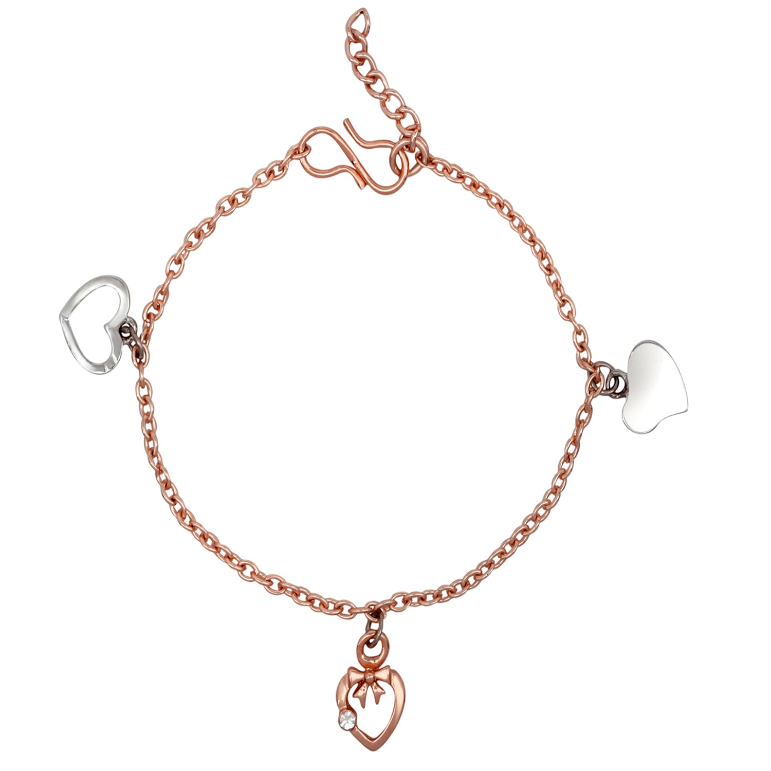 Stylish Fashionable Triple Heart Charm Bracelet