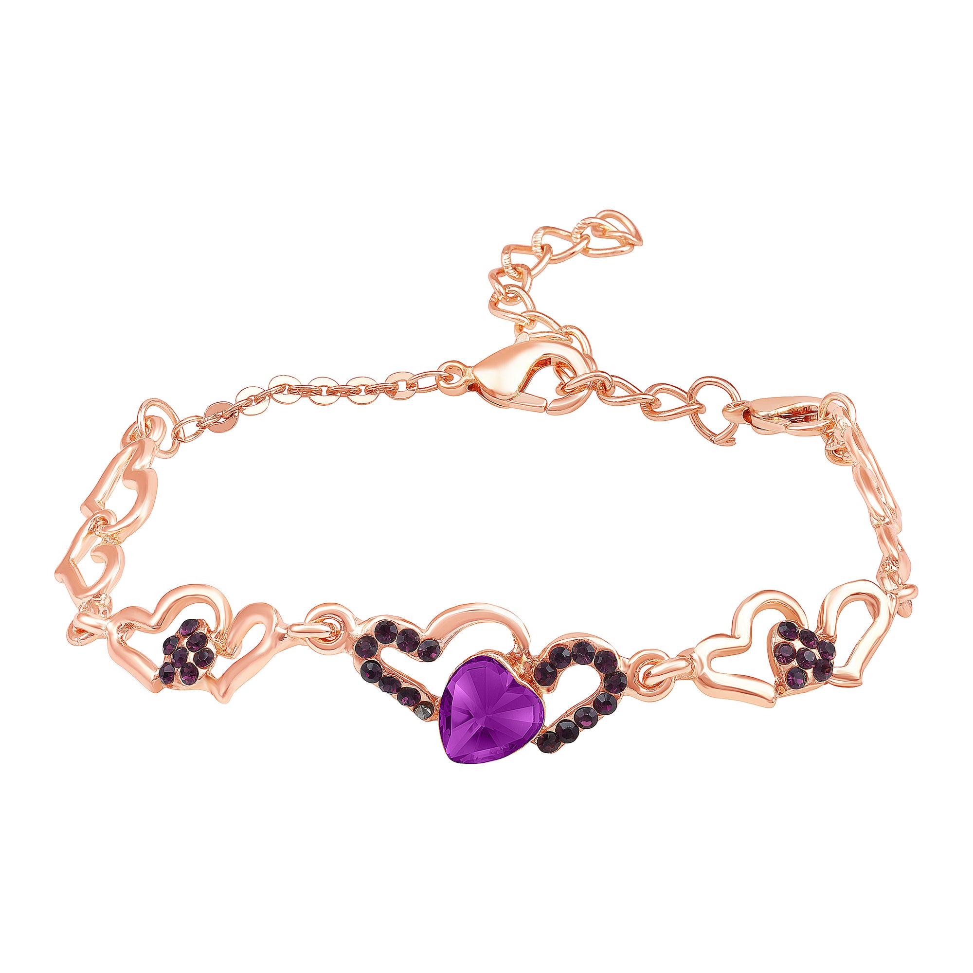 Lovely Red Heart Link Bracelet with Glittering Crystal