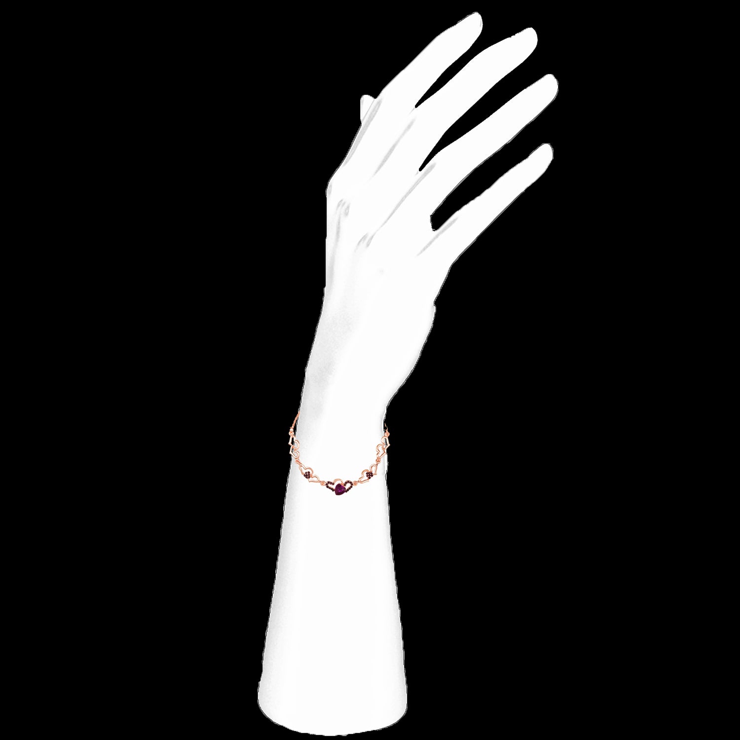 Lovely Red Heart Link Bracelet with Glittering Crystal