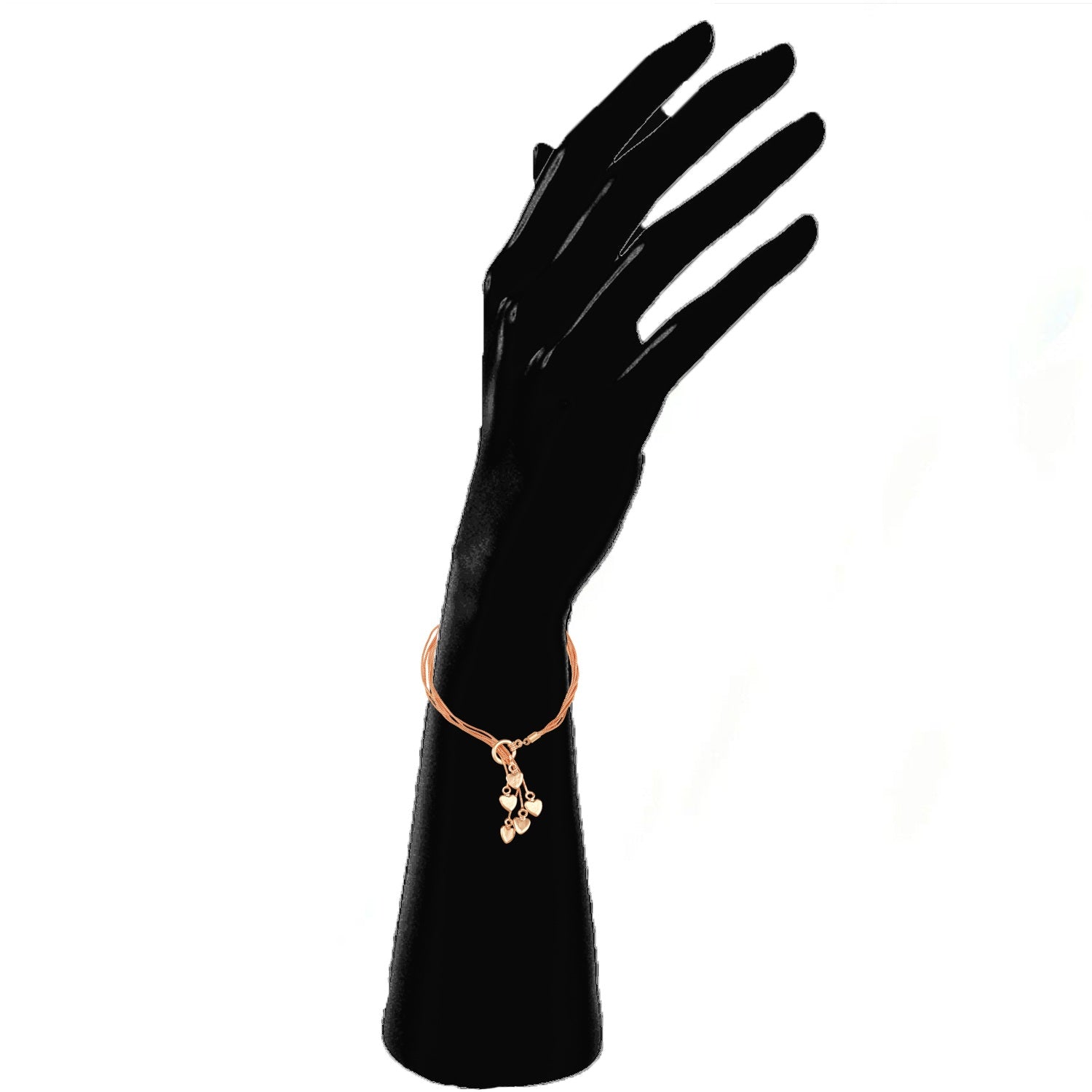 Layered Chain Heart Charm Rosegold Plated Bracelet