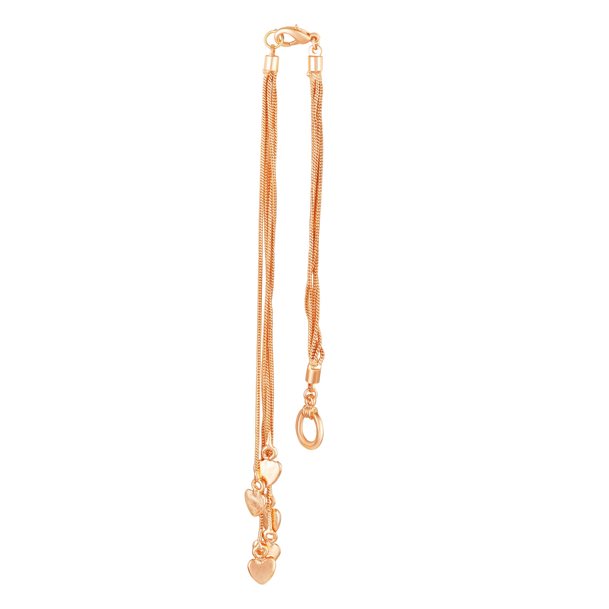 Layered Chain Heart Charm Rosegold Plated Bracelet