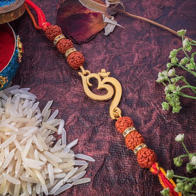 Combo of 2 OM Rakhi's with Crystal and Rudraksha