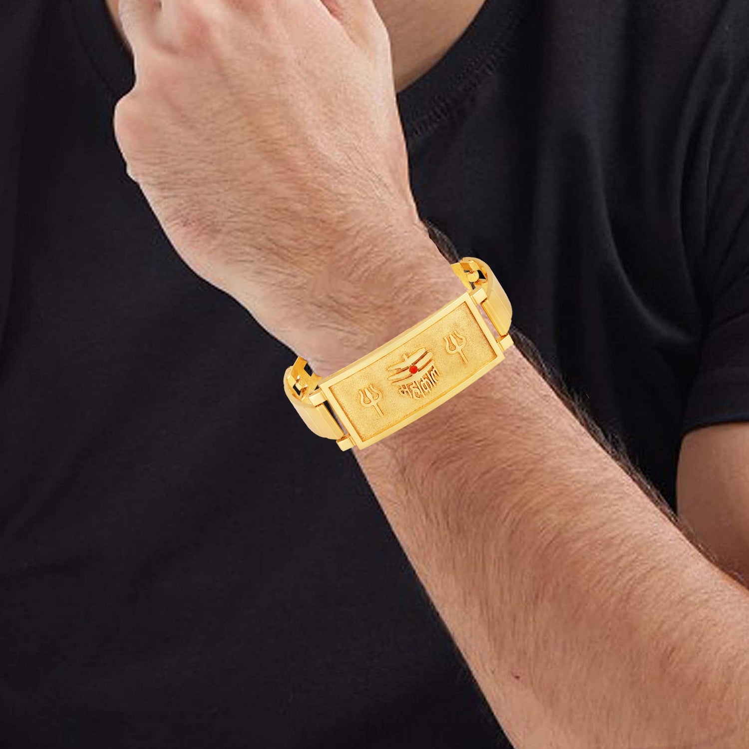 Mahakal and Trishul Broad Bracelet Kada