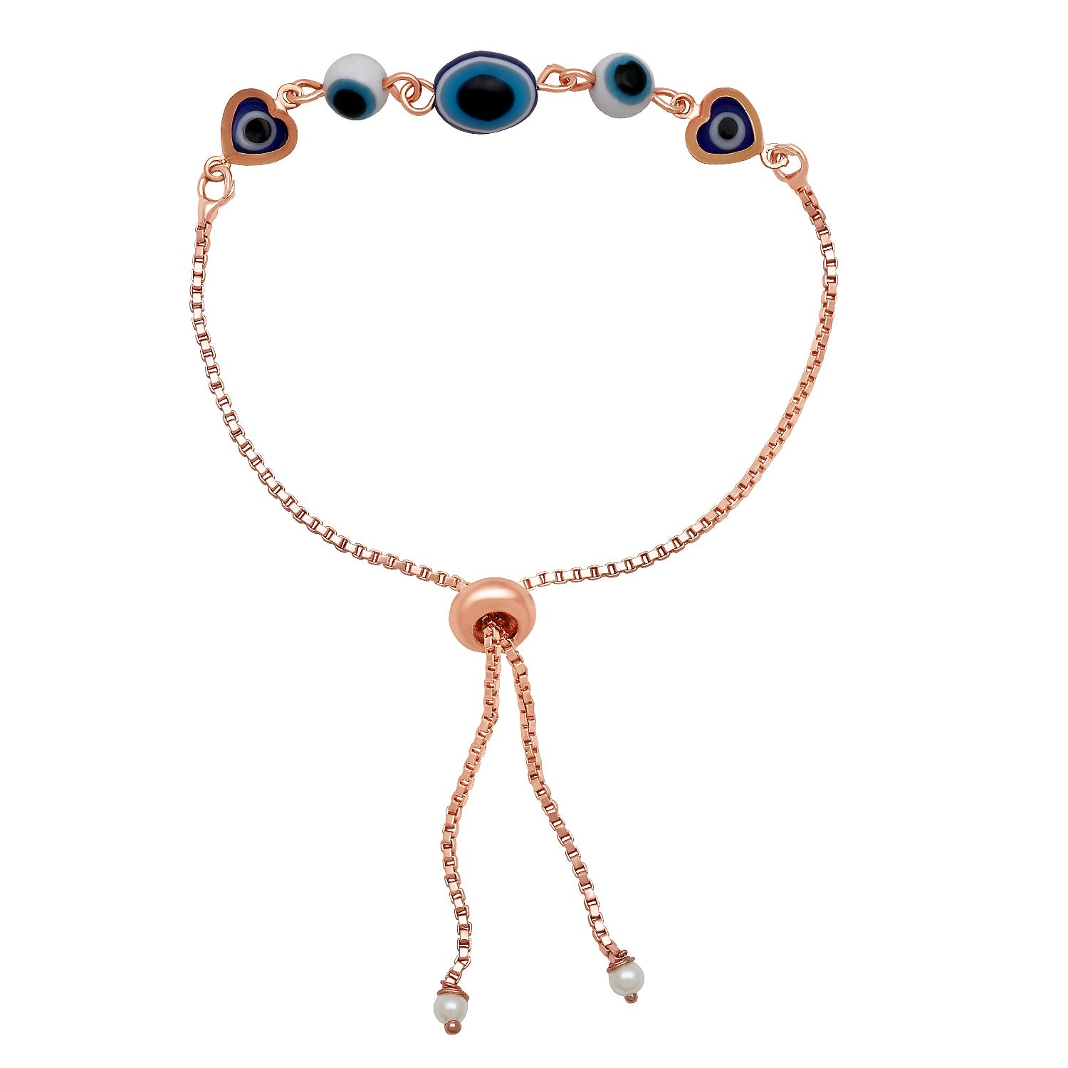 Evil Eye & Heart Adjustable Bracelet