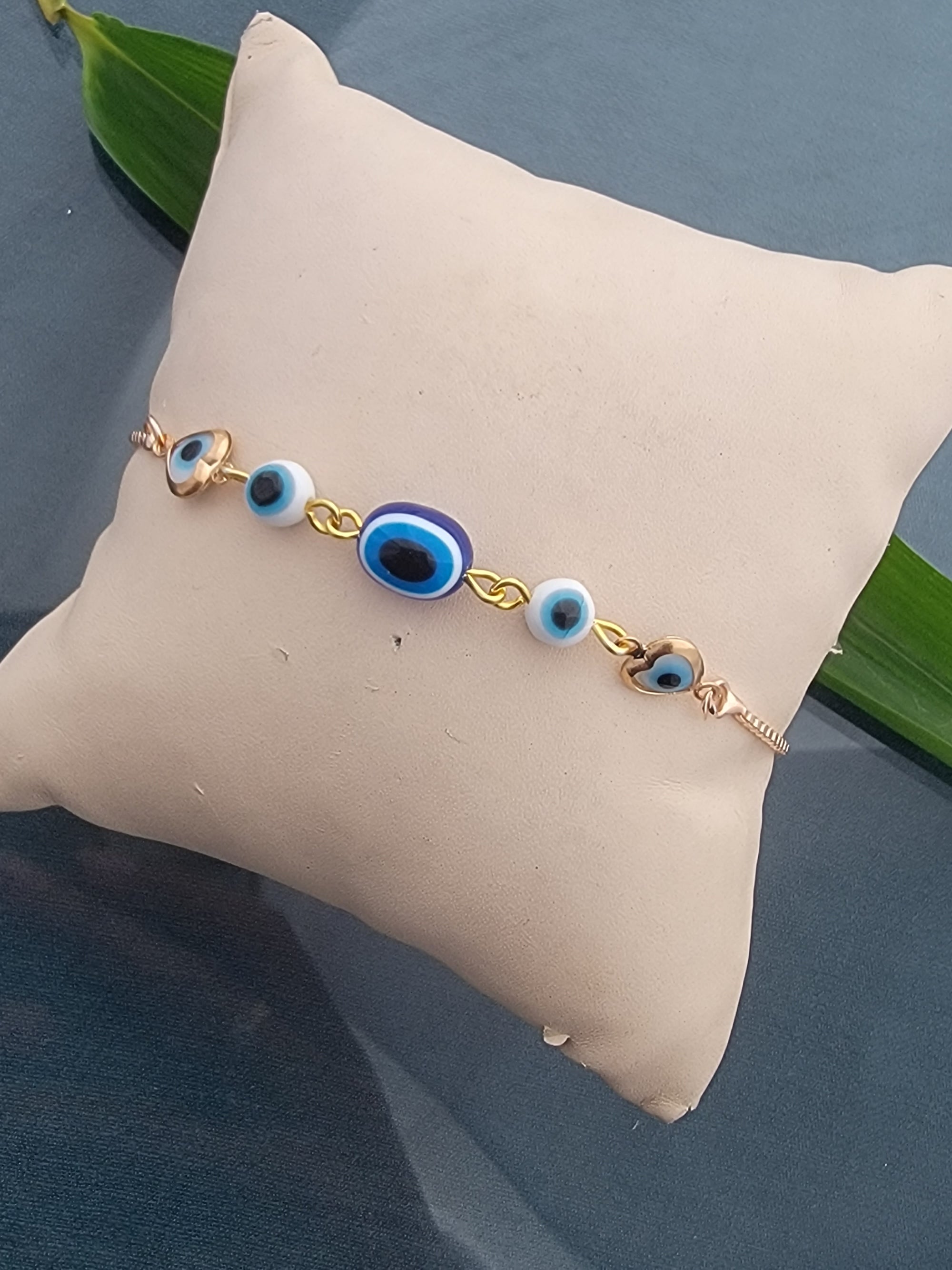 Evil Eye & Heart Adjustable Bracelet