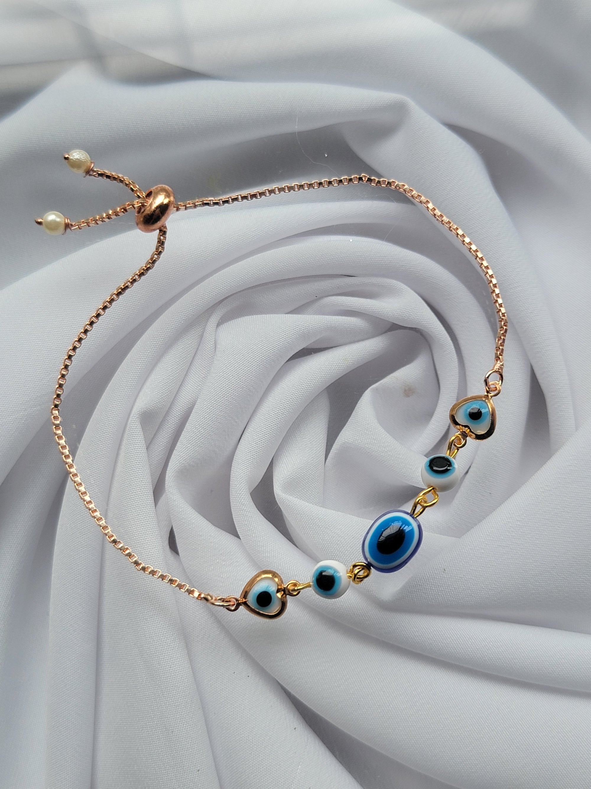 Evil Eye & Heart Adjustable Bracelet