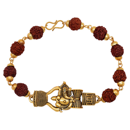 Trishul Lord Ganpati & Damru Adjutable Religious Rudraksha Bracelet