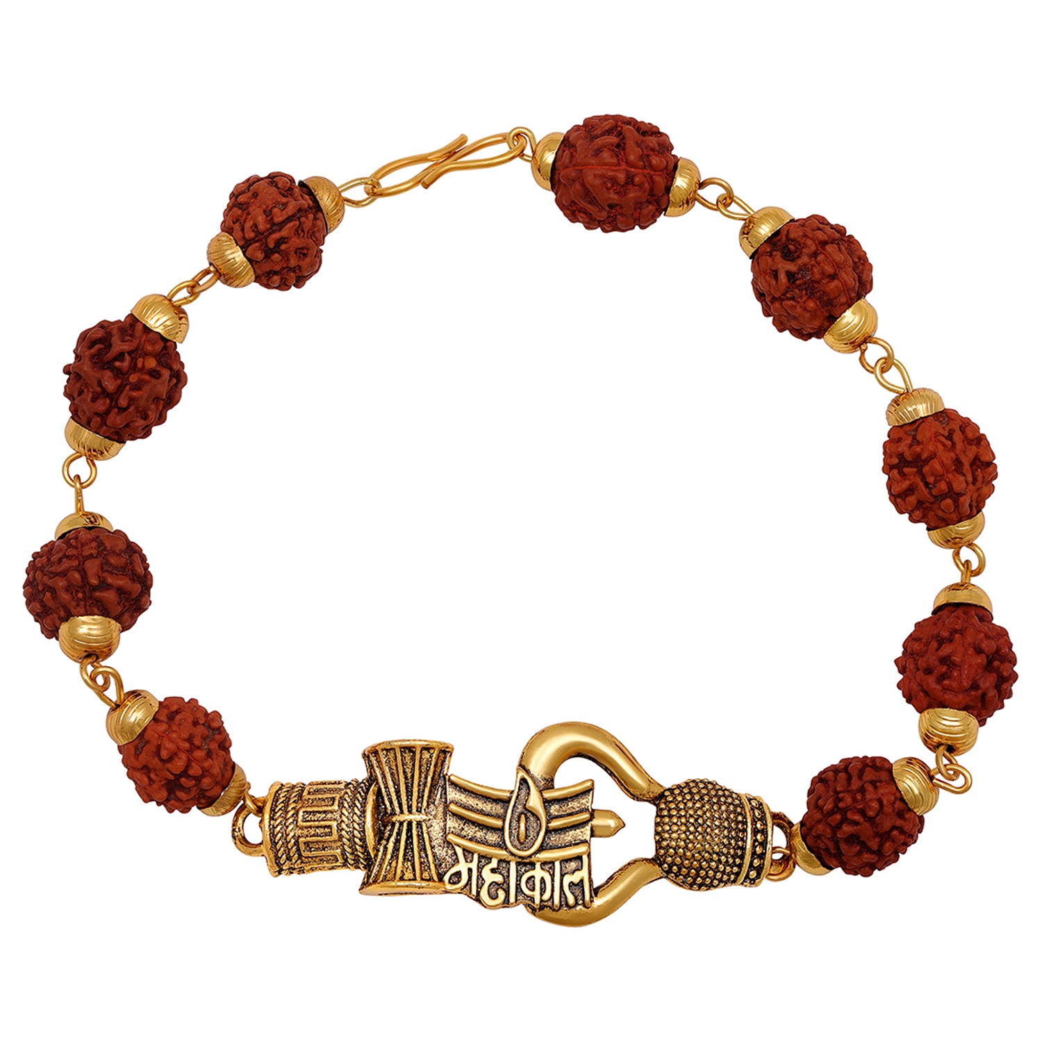 Lord Shiva Tripundra Tialk & Damru Adjutable Religious Rudraksha Bracelet