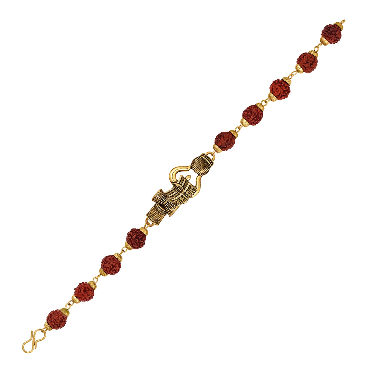 Lord Shiva Tripundra Tialk & Damru Adjutable Religious Rudraksha Bracelet
