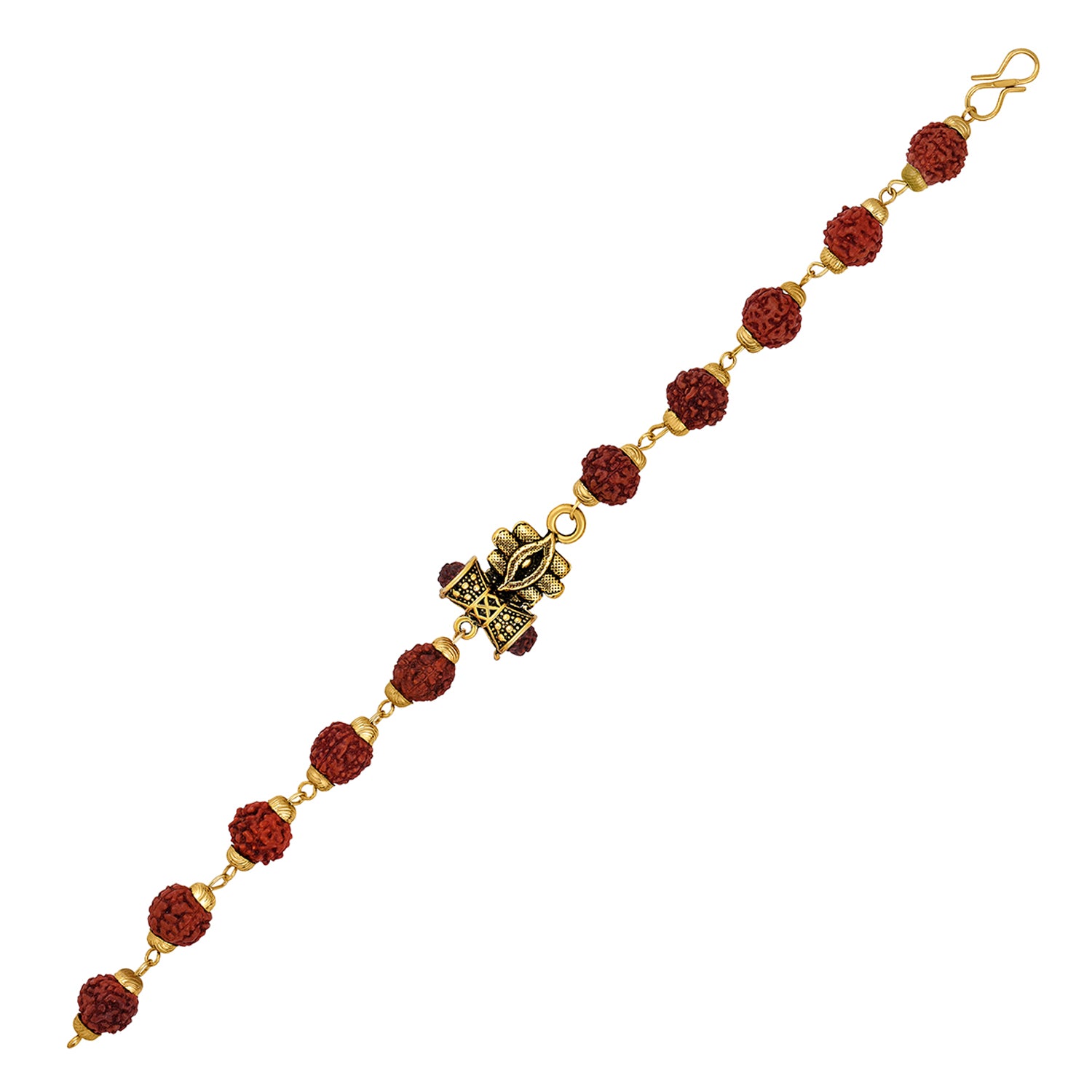 Lord Shiva Tripundra Tialk & Damru Adjutable Religious Rudraksha Bracelet
