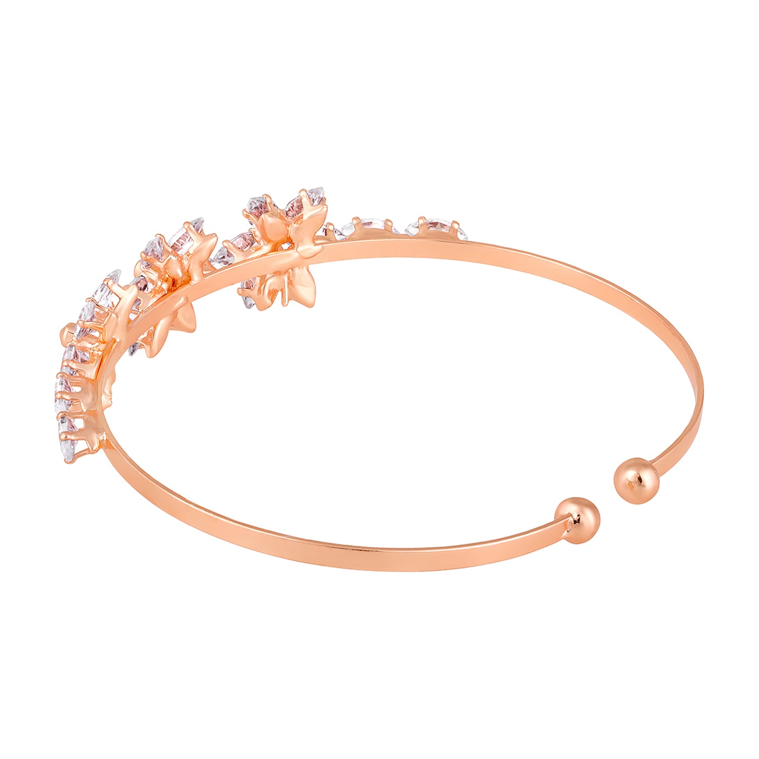 Floral Shaped CZ Studded Adjustable Kada / Bracelet for Women