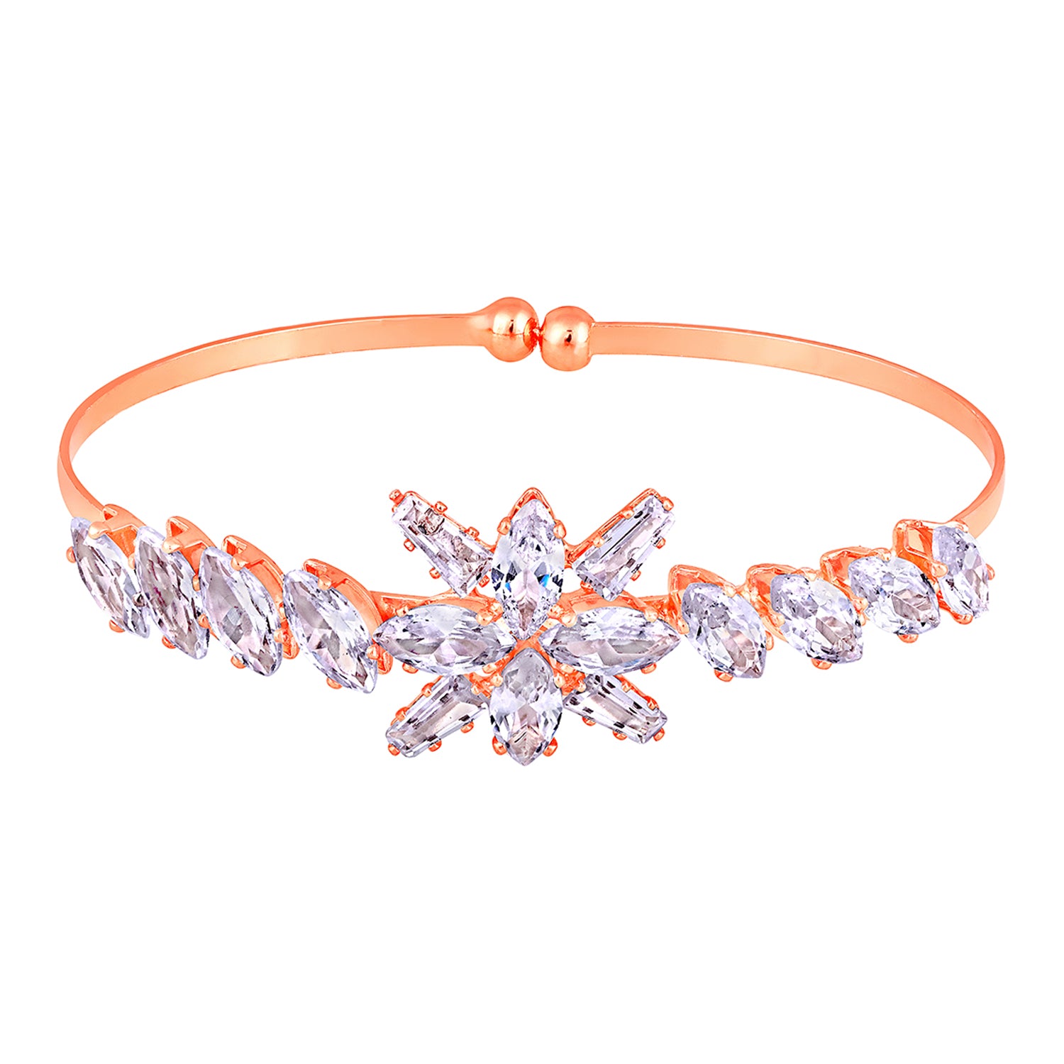 Floral Shaped CZ Studded Adjustable Kada / Bracelet for Women