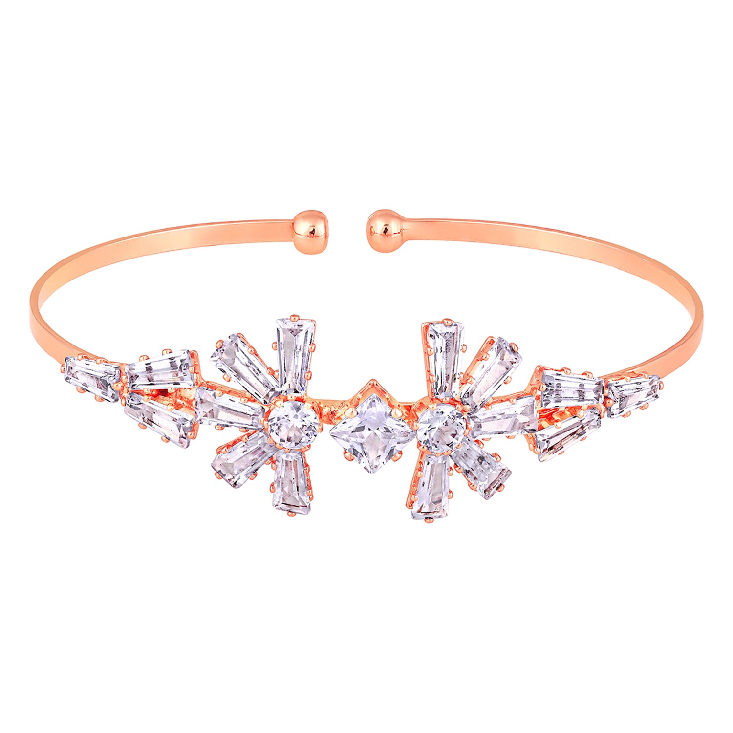 Floral Shaped CZ Studded Adjustable Kada / Bracelet for Women