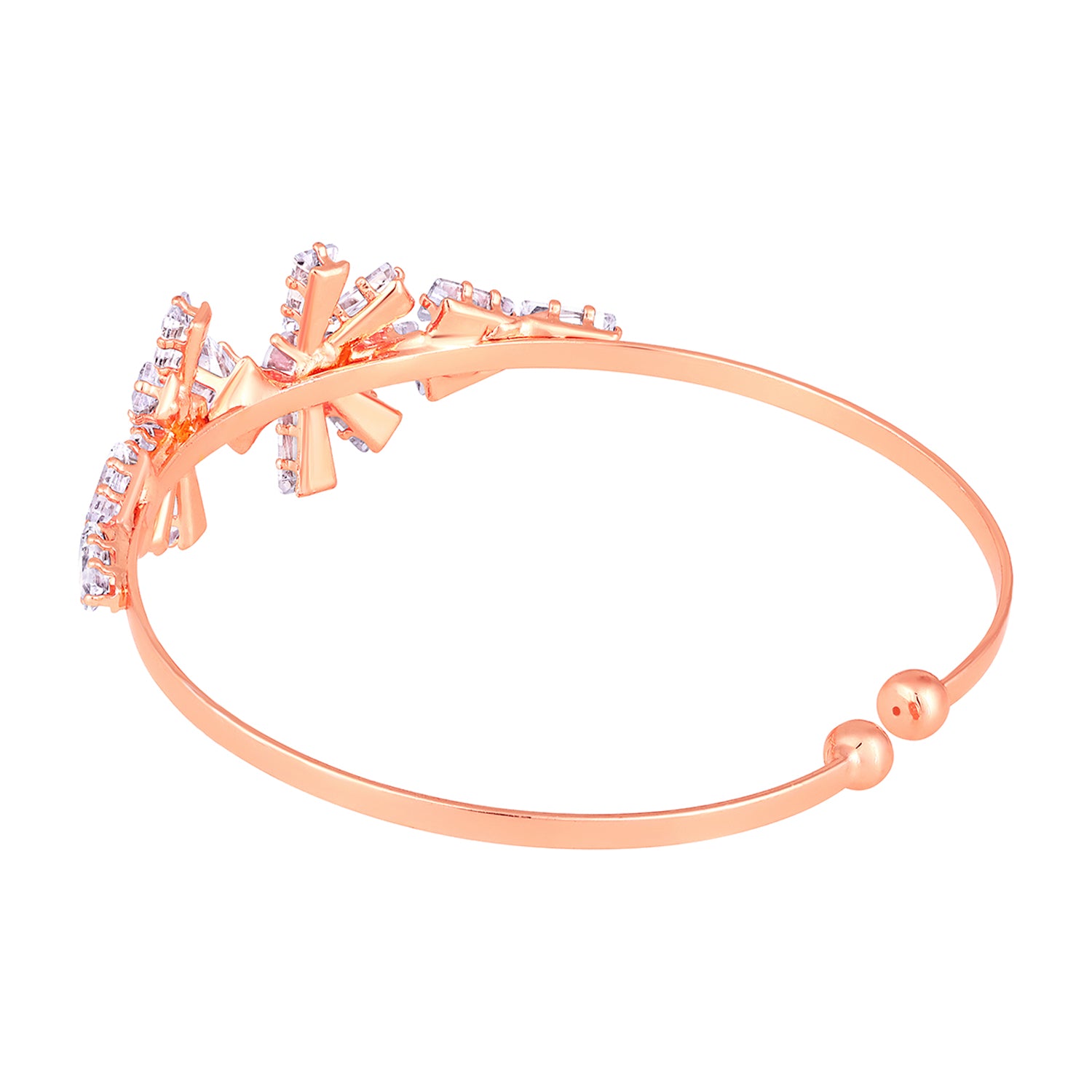 Floral Shaped CZ Studded Adjustable Kada / Bracelet for Women