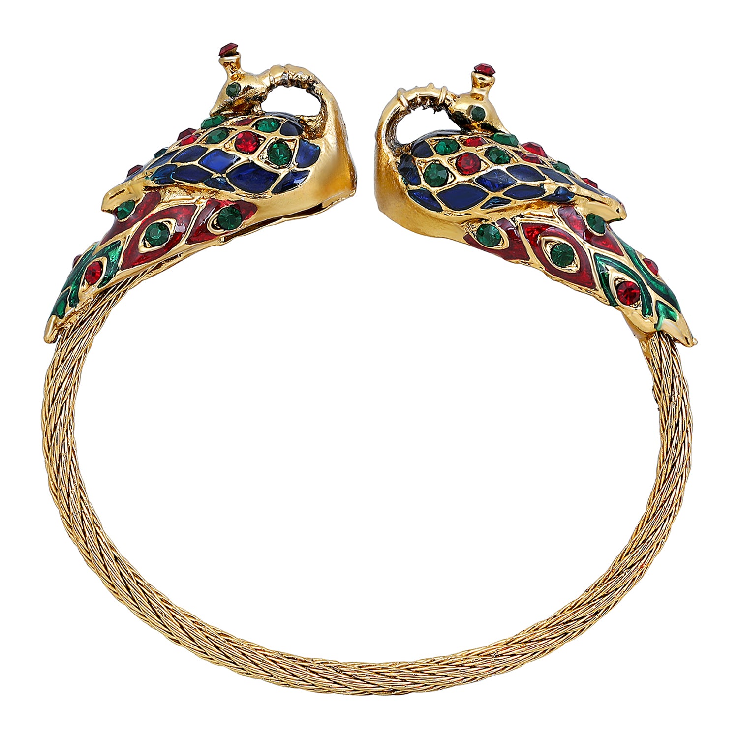Meenakari Work Dual Peacock-Shaped Adjustable Kada