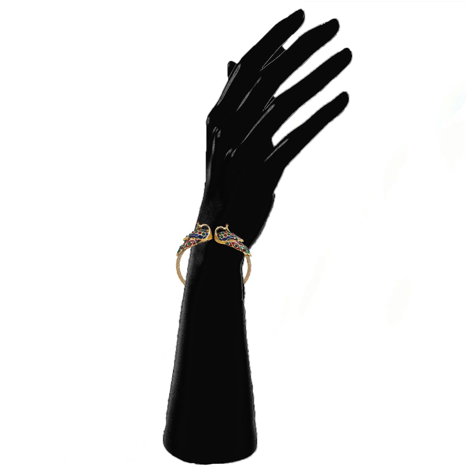 Meenakari Work Dual Peacock-Shaped Adjustable Kada