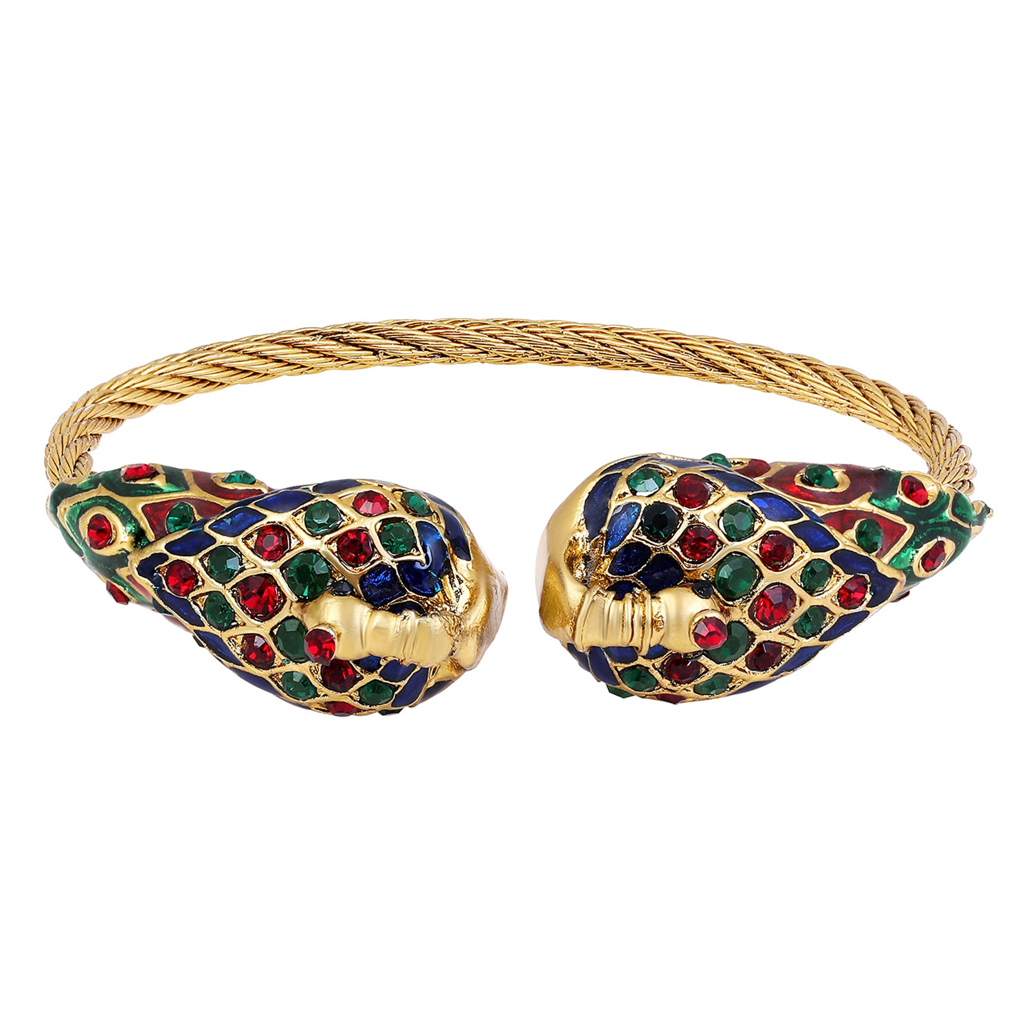 Meenakari Work Dual Peacock-Shaped Adjustable Kada