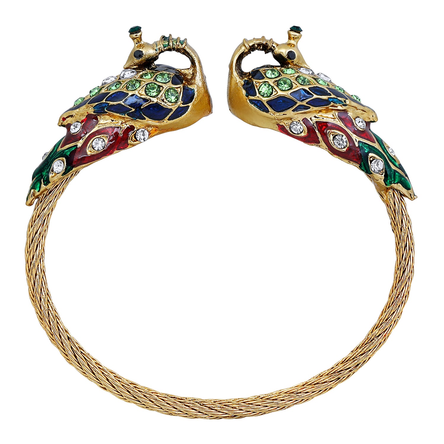 Meenakari Work Dual Peacock-Shaped Adjustable Kada