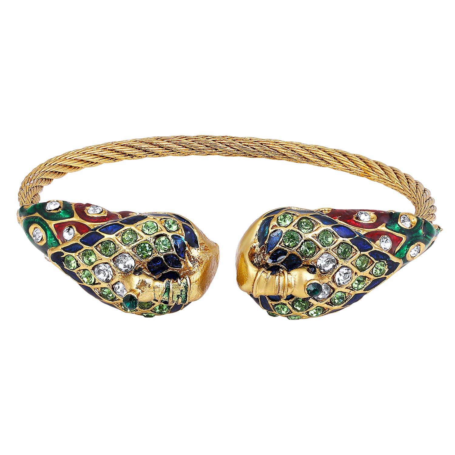 Meenakari Work Dual Peacock-Shaped Adjustable Kada