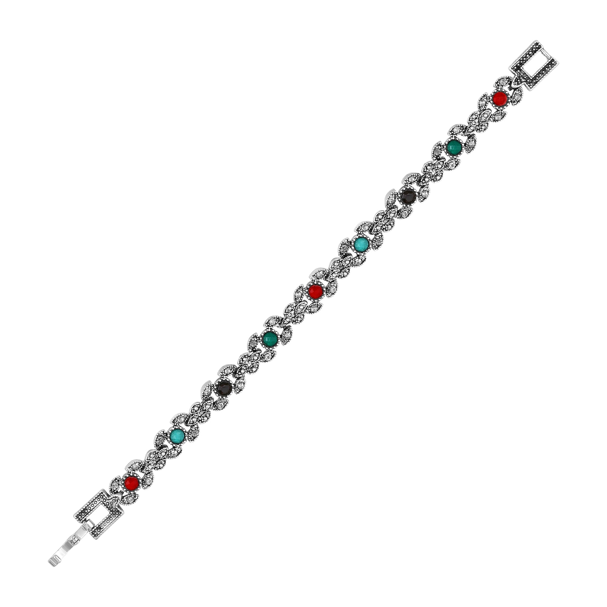 Multicolor Crystals Oxidised Bracelet
