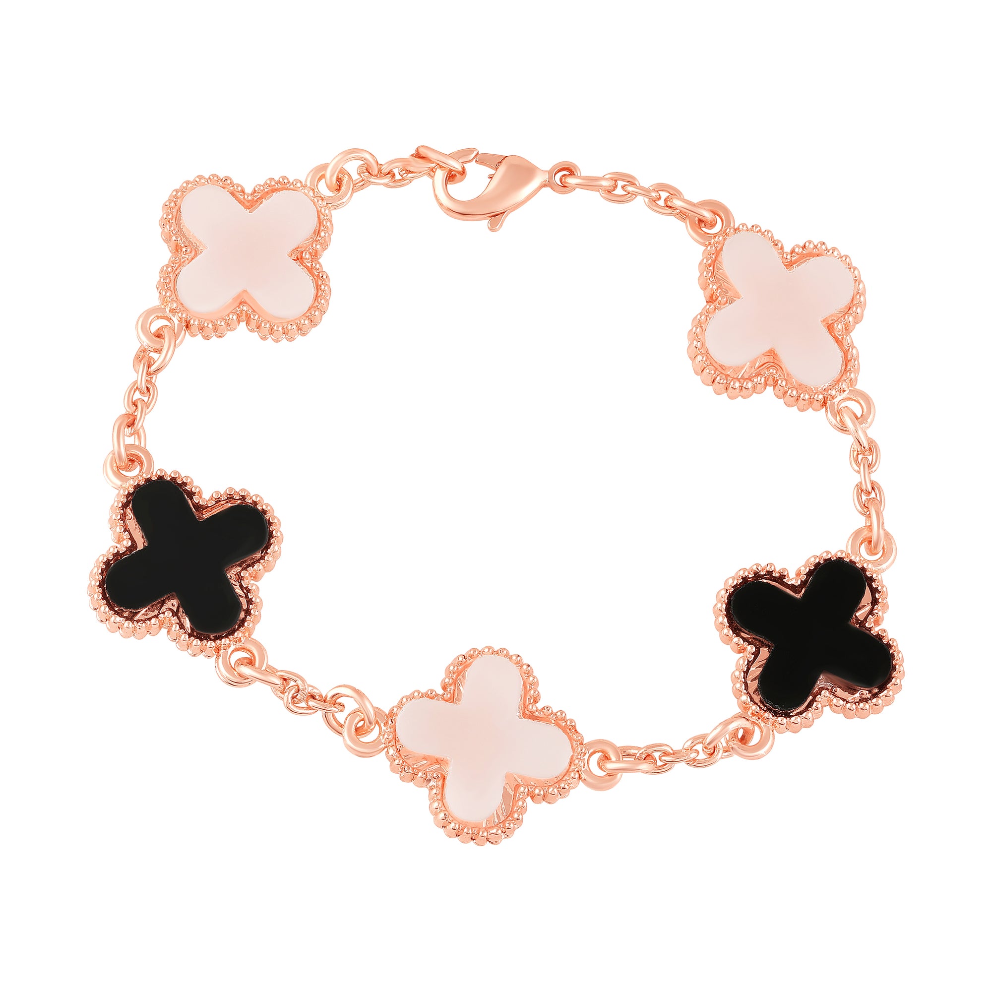 Floral Link Chain Clover Bracelet