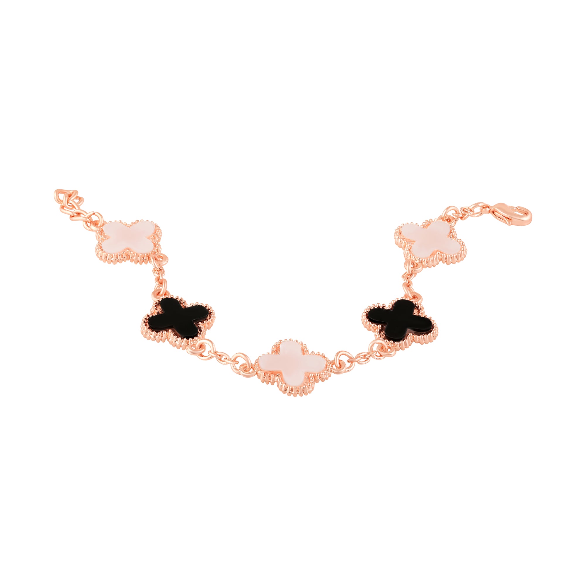 Floral Link Chain Clover Bracelet