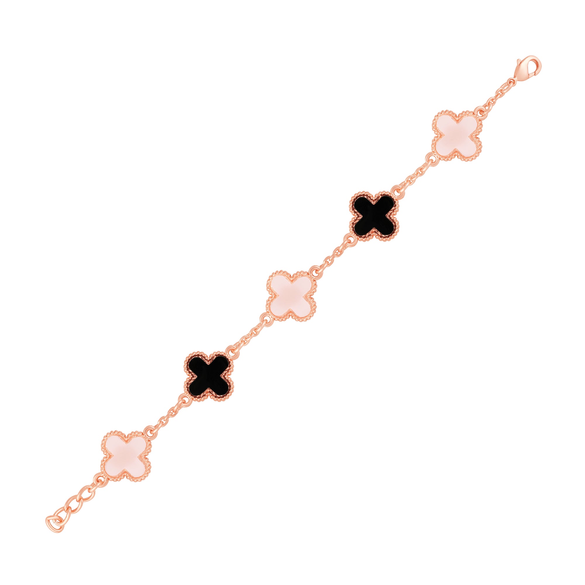 Floral Link Chain Clover Bracelet