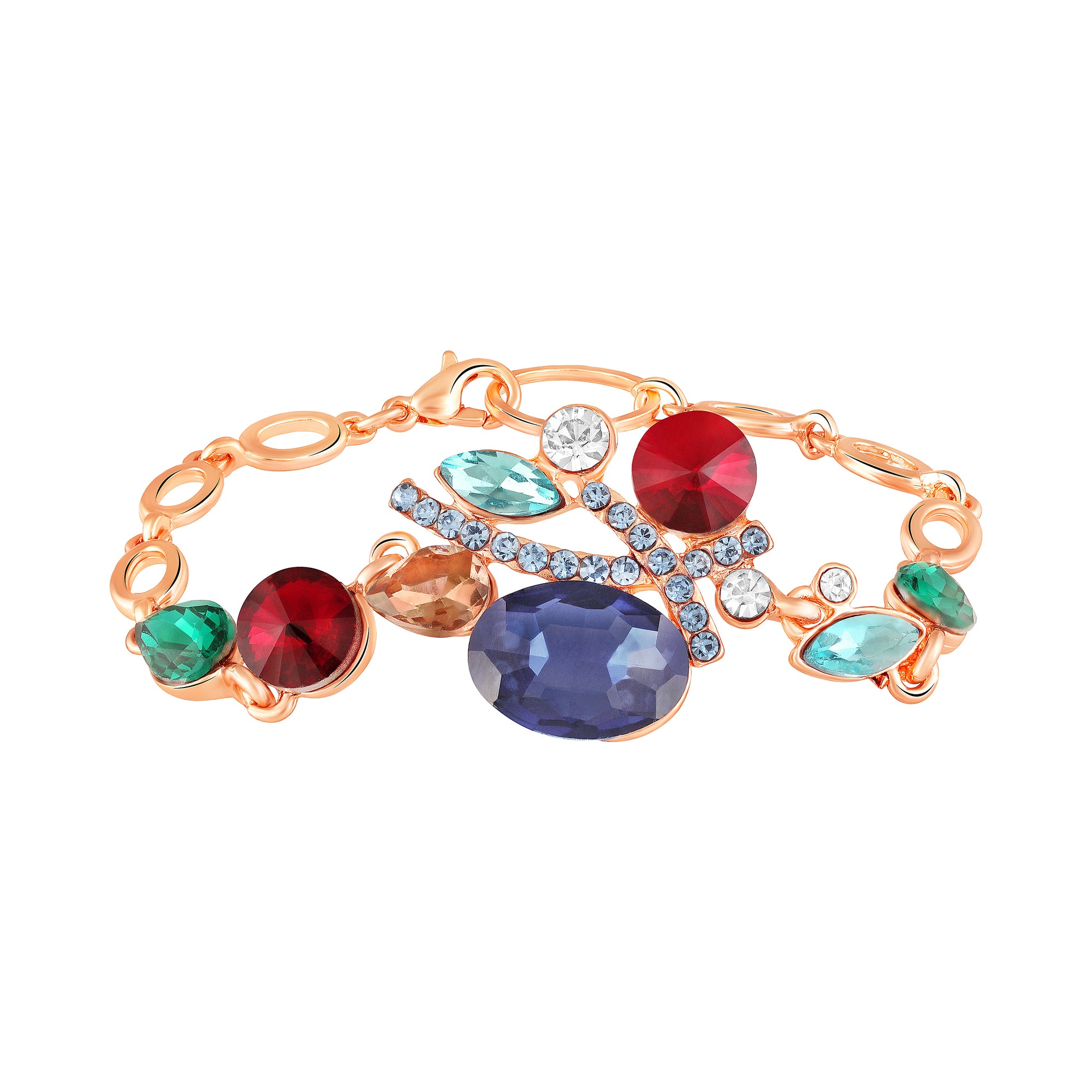 Multicolor Crystals Link Chain Bracelet
