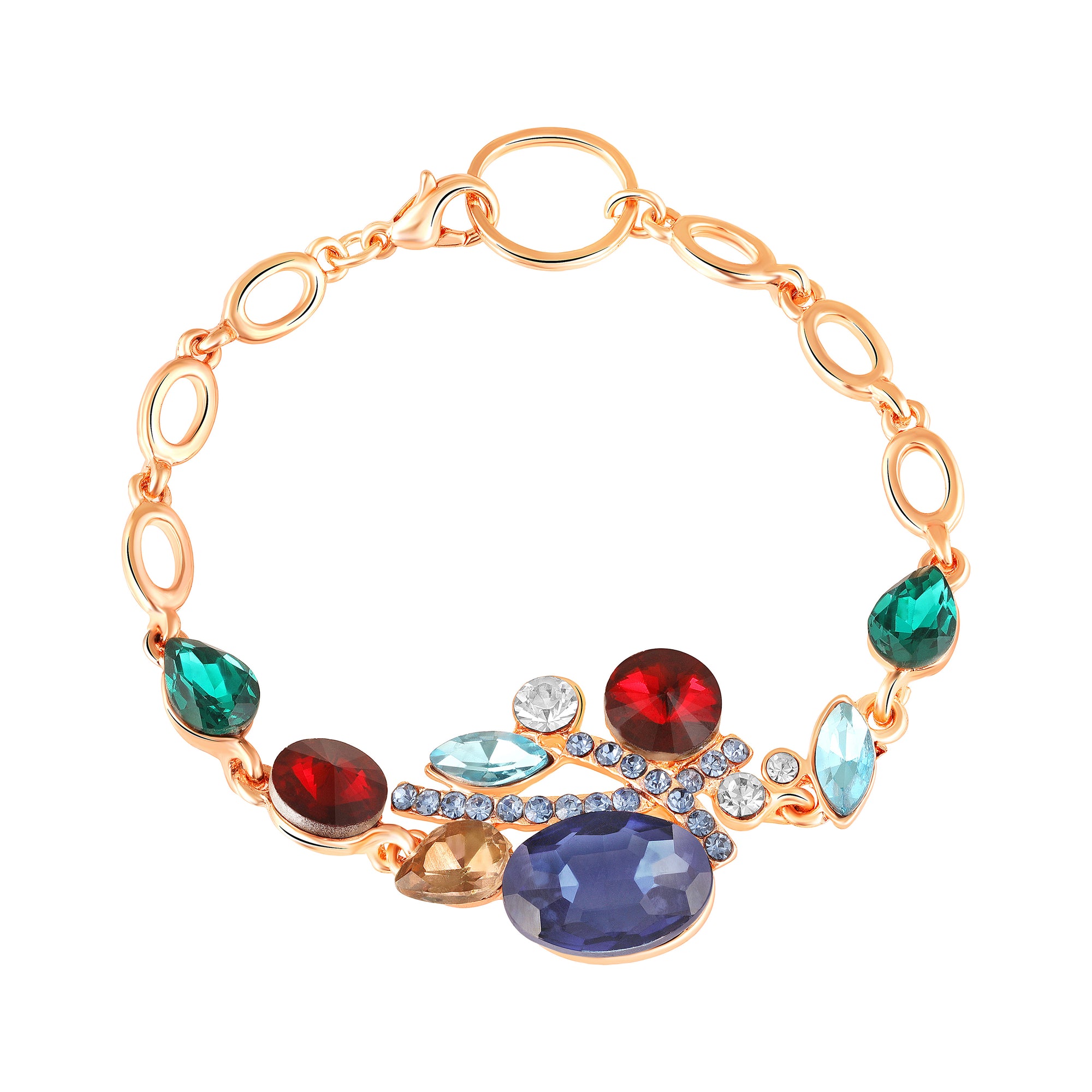 Multicolor Crystals Link Chain Bracelet