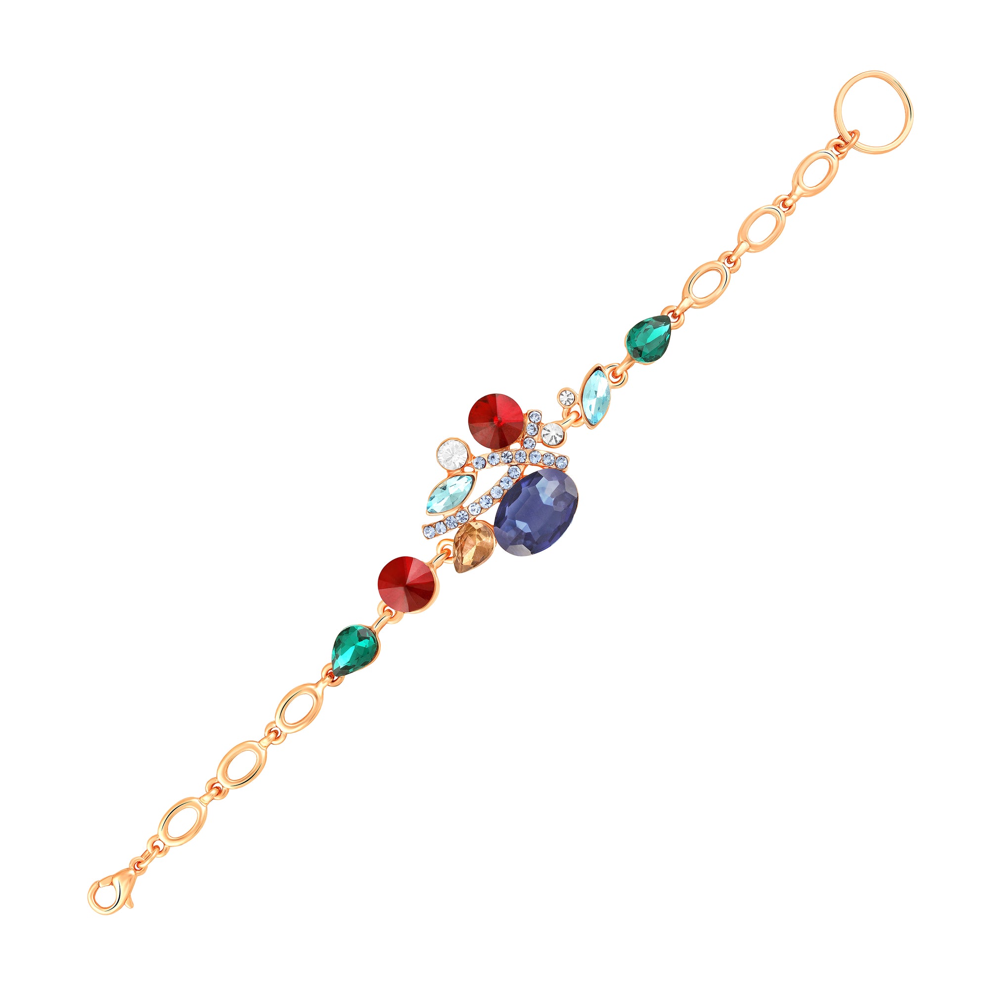 Multicolor Crystals Link Chain Bracelet