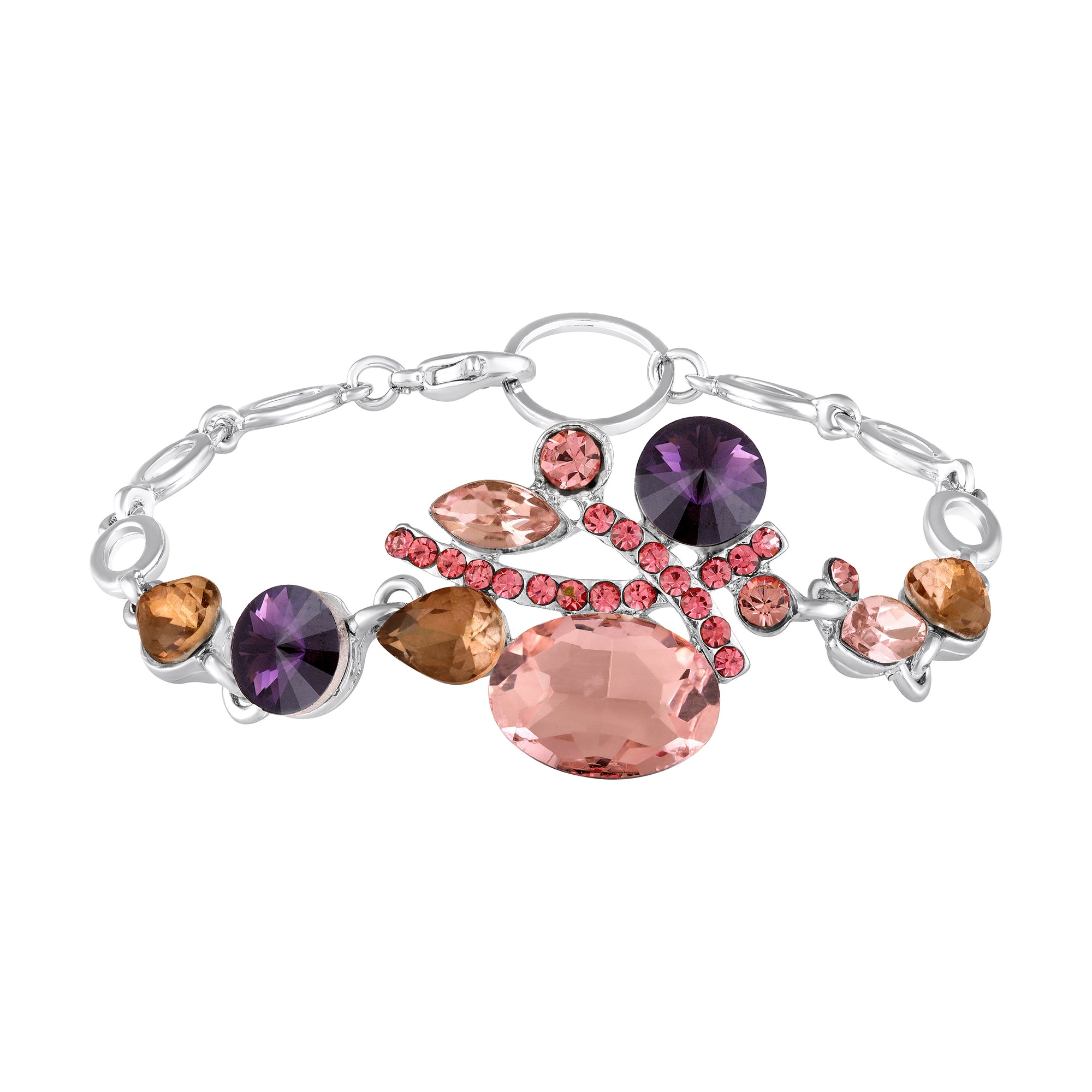 Multicolor Crystals Link Chain Bracelet