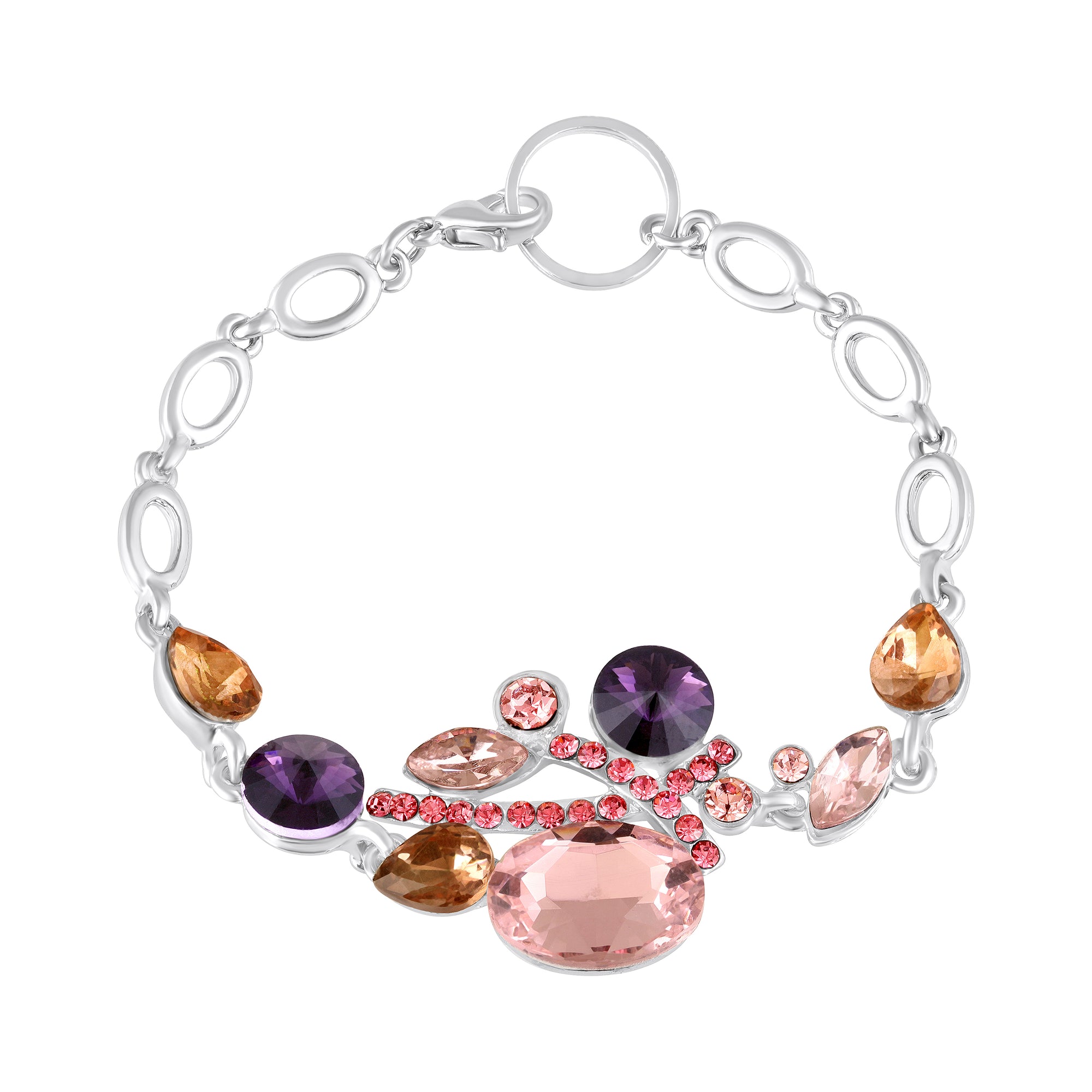 Multicolor Crystals Link Chain Bracelet