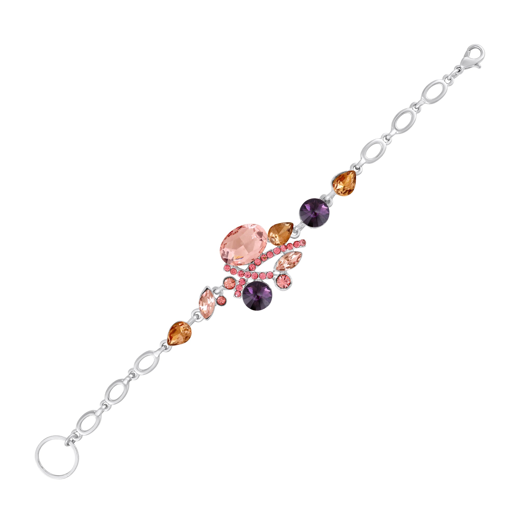 Multicolor Crystals Link Chain Bracelet
