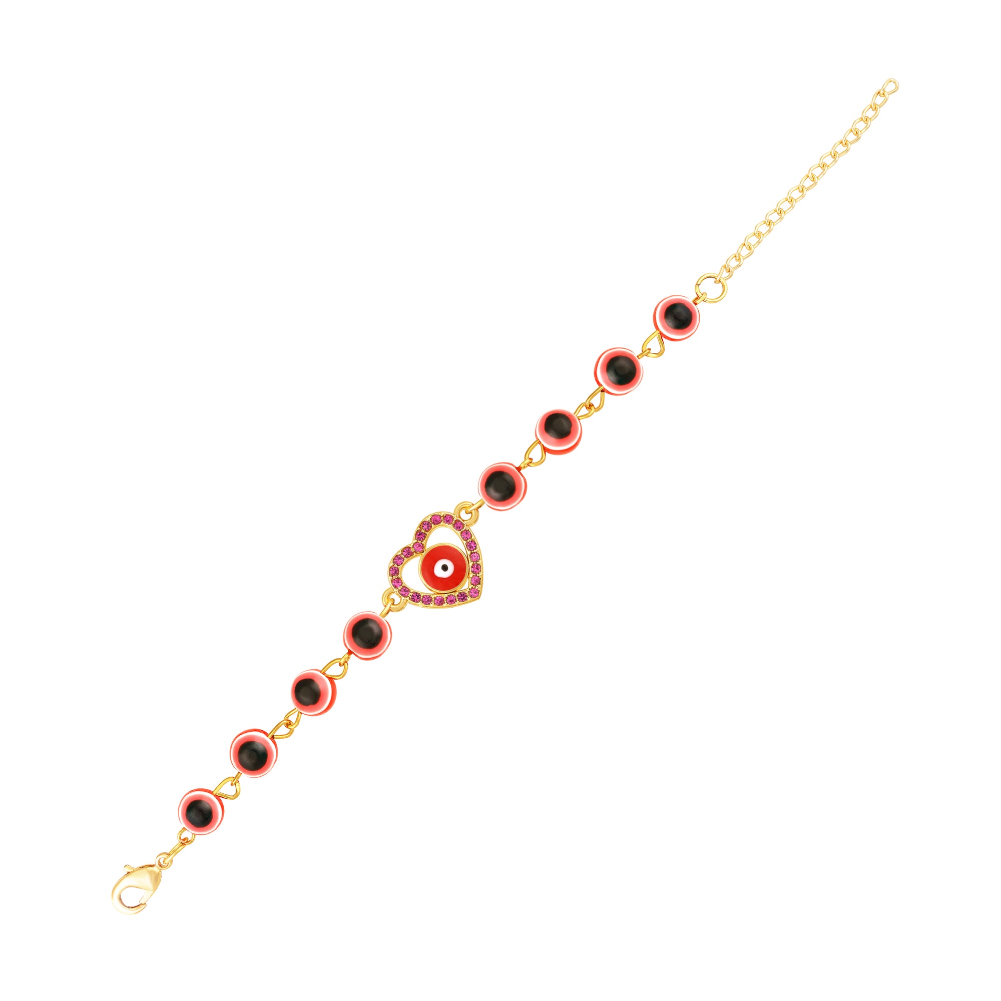 Red Heart and Evil Eye Adjustable Bracelet