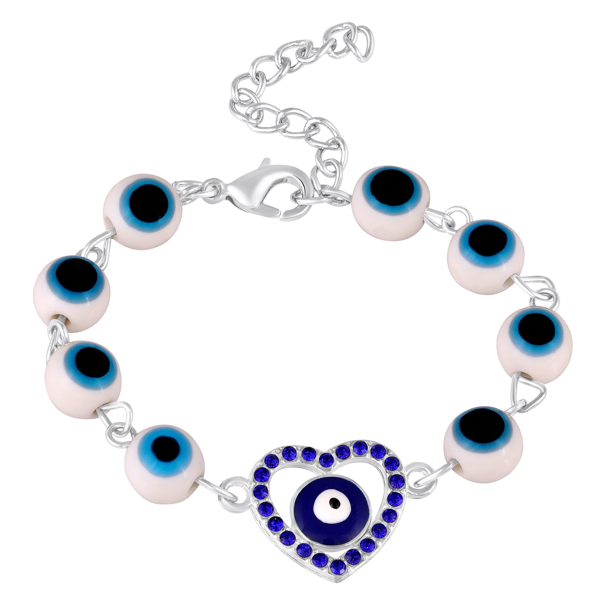 Red Heart and Evil Eye Adjustable Bracelet
