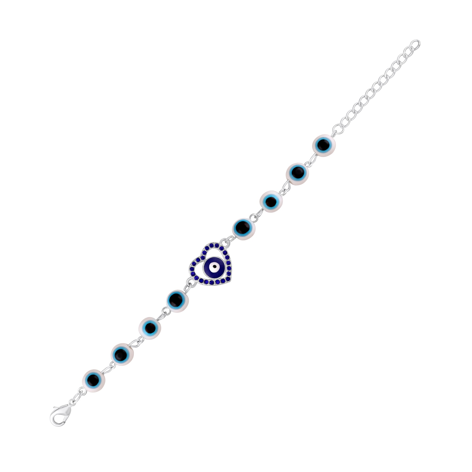 Red Heart and Evil Eye Adjustable Bracelet