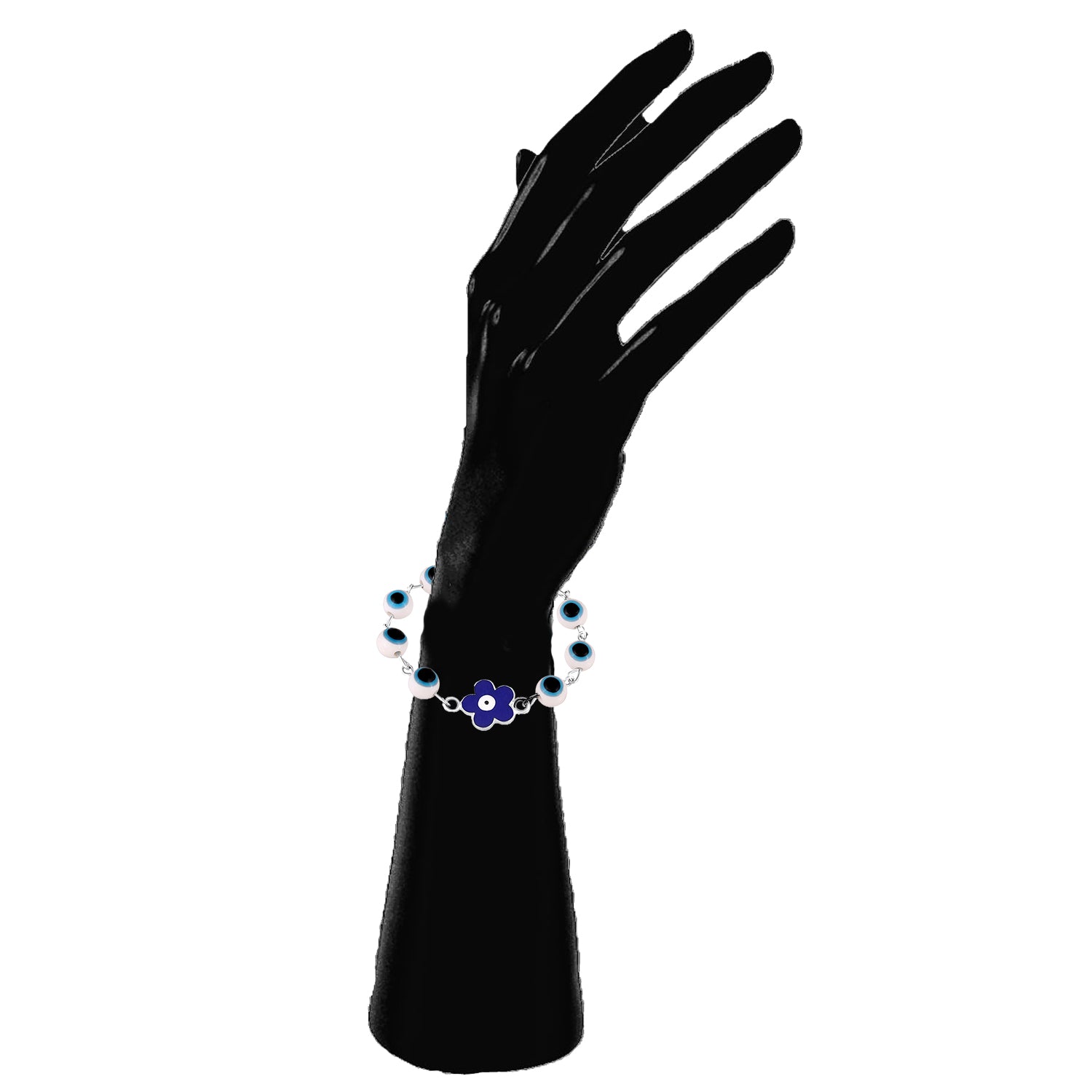 Meenakari Enamel Dual Floral Red Evil Eye Adjustable Bracelet