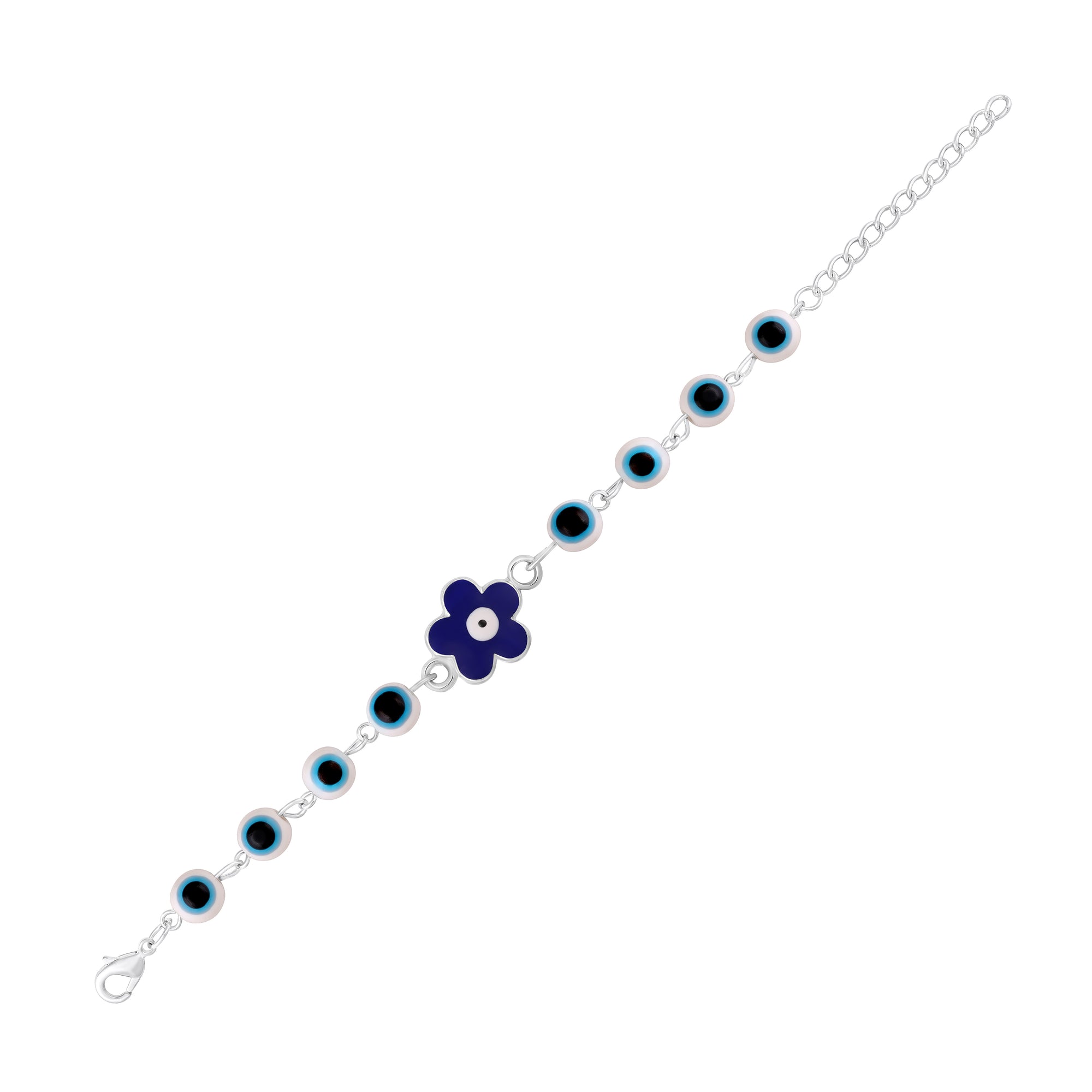 Meenakari Enamel Dual Floral Red Evil Eye Adjustable Bracelet