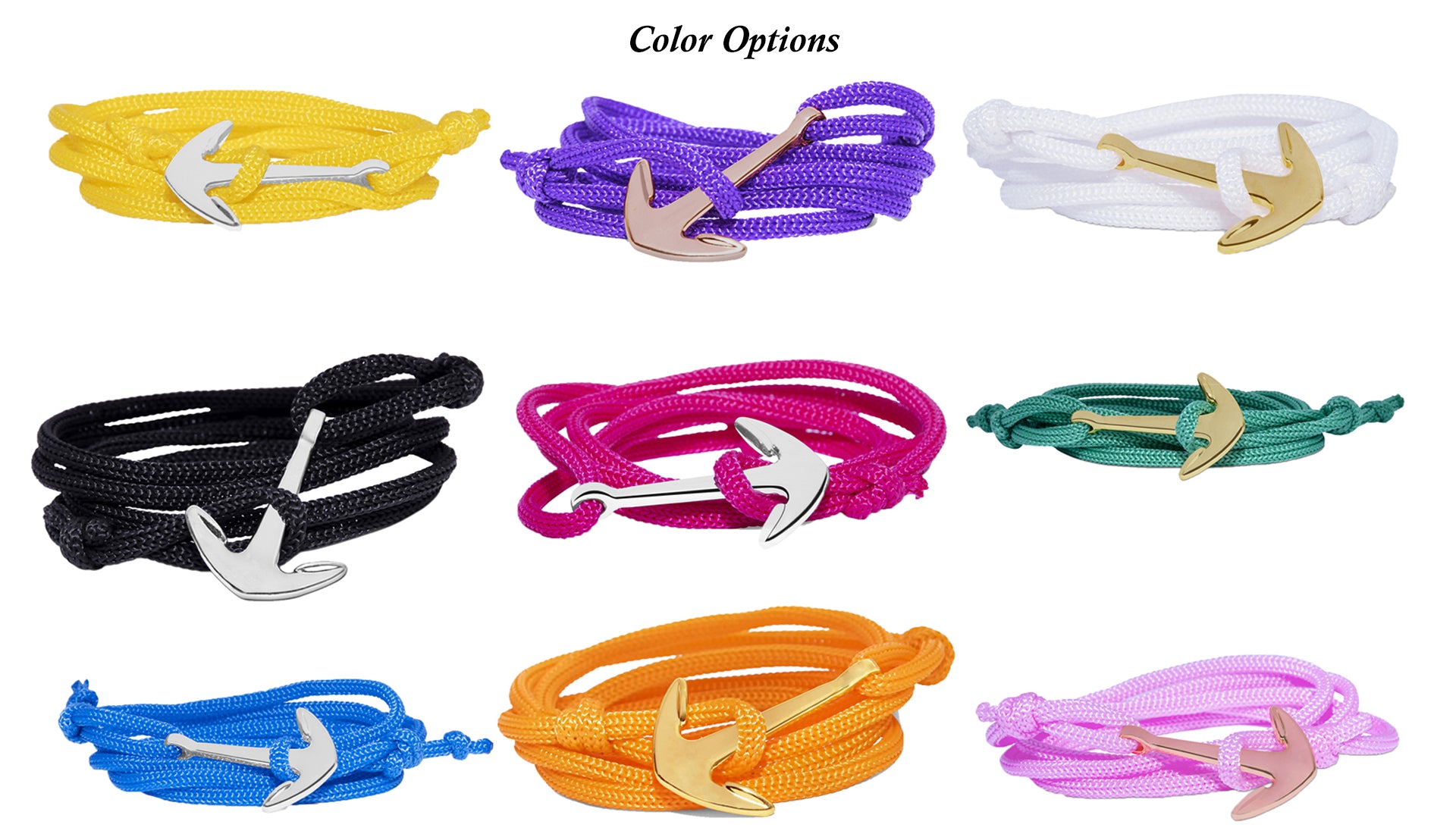 Anchor In Loop Rhodium Plated Adjustable Blue Rope Style Unisex Bracelet