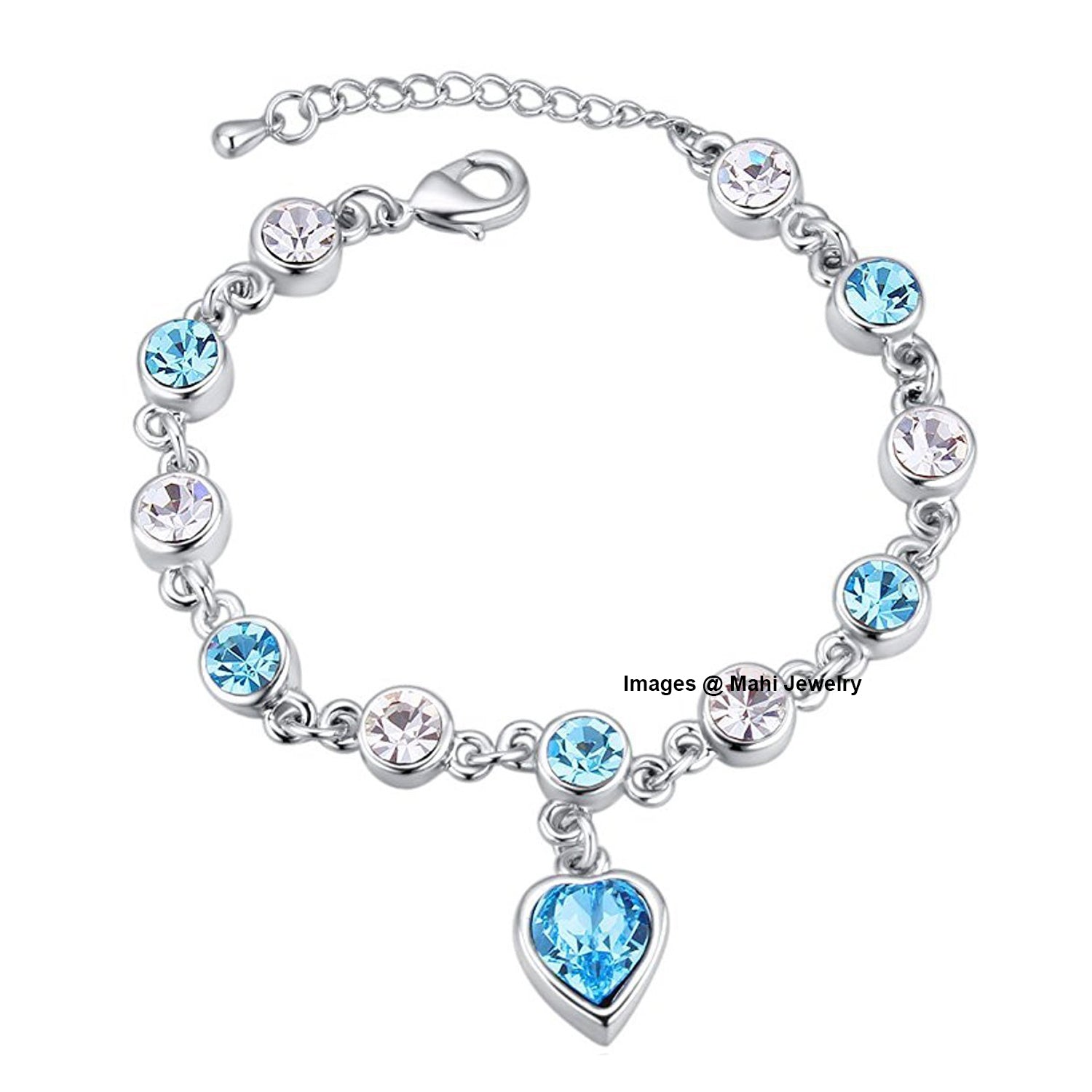 Valantine Gift Blue Heart Crystal Bracelet