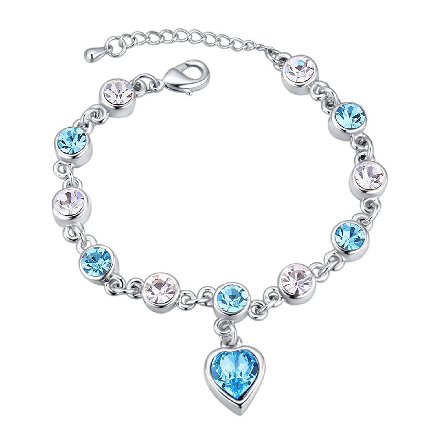 Valantine Gift Blue Heart Crystal Bracelet